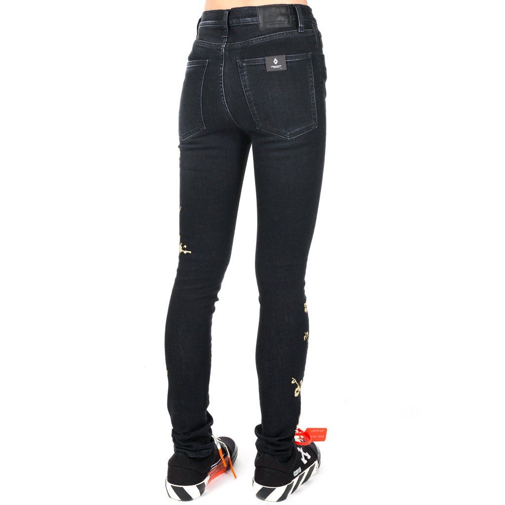 Marcelo Burlon Womens Cherry Blossom Skinny Jeans Black - 3