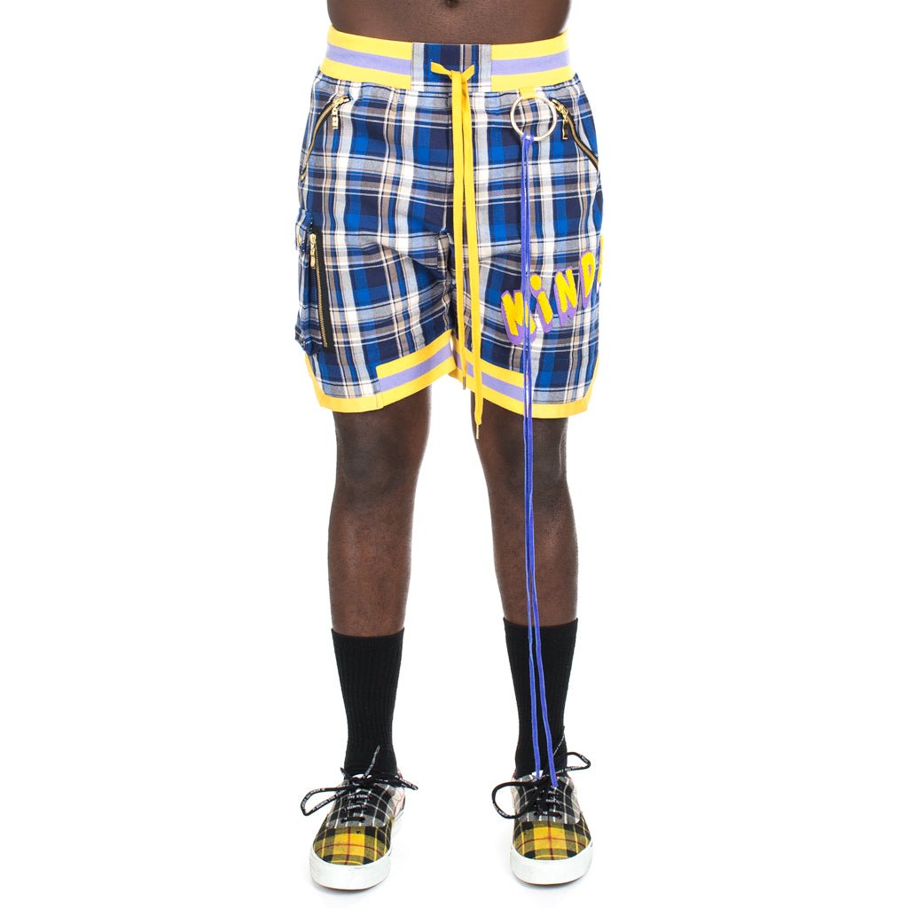 Mindseeker Blue Check Patch Shorts Blue - 1