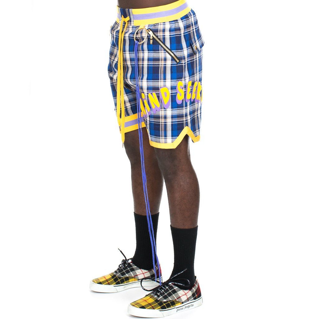 Mindseeker Blue Check Patch Shorts Blue - 2