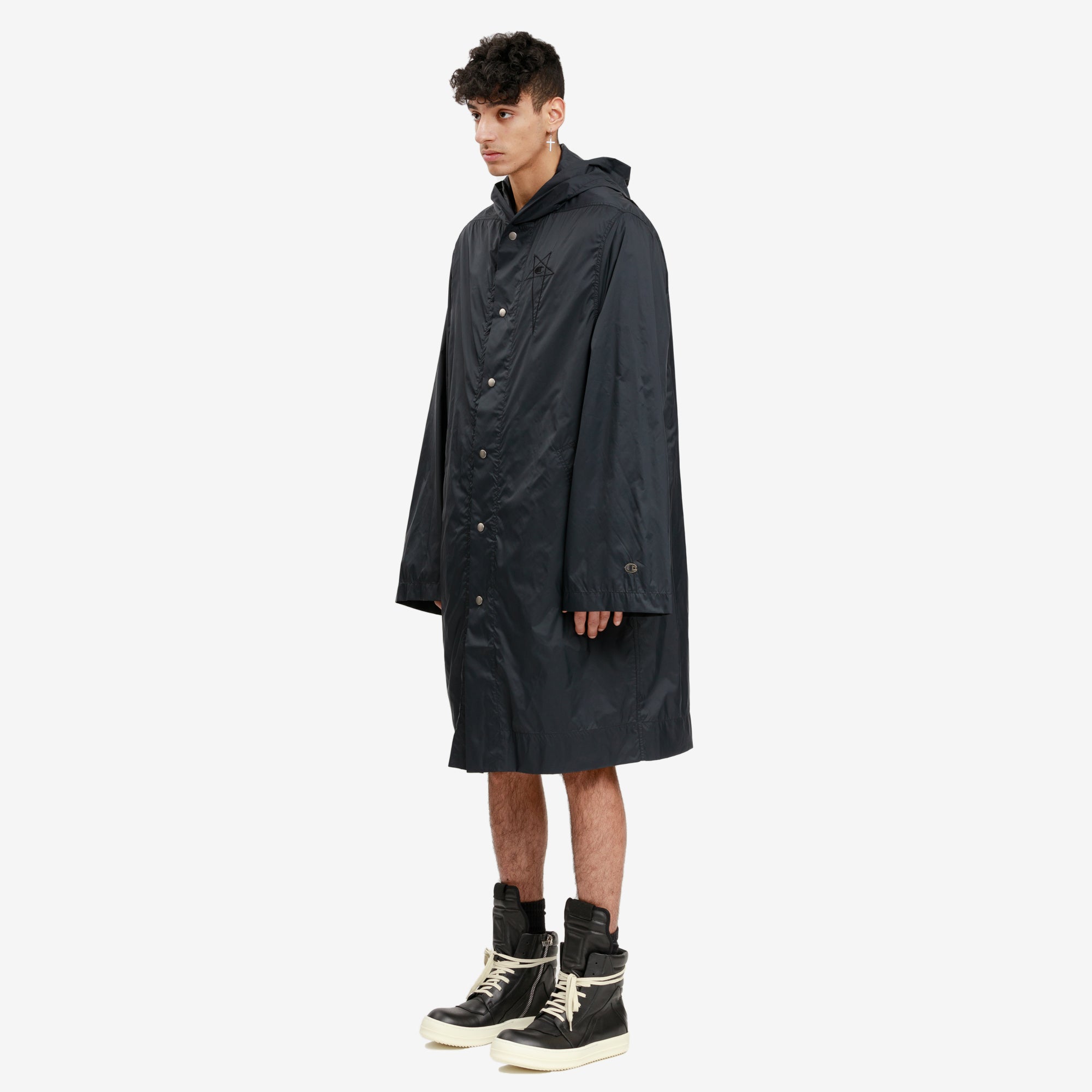 Rick Owens Champion Hooded Parka Black - 3