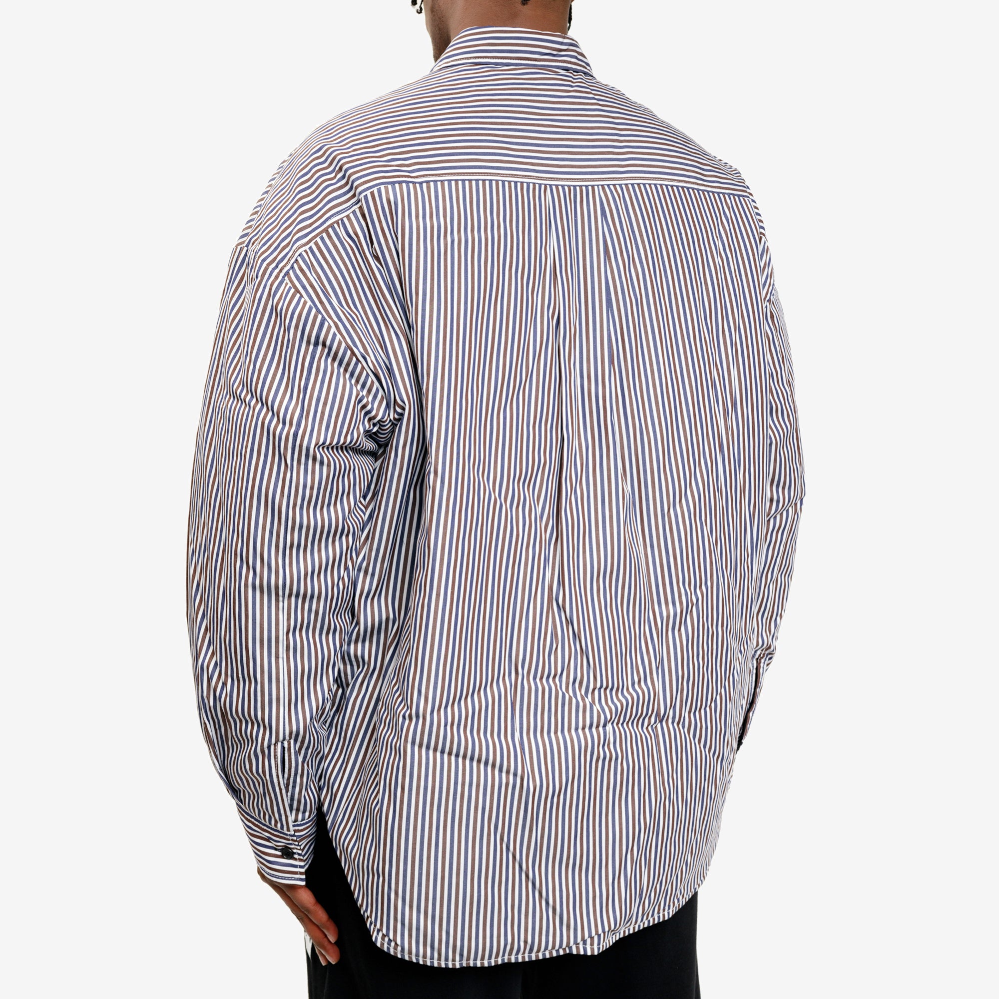 Juun.J Padding Stripe Shirt Brown - 4