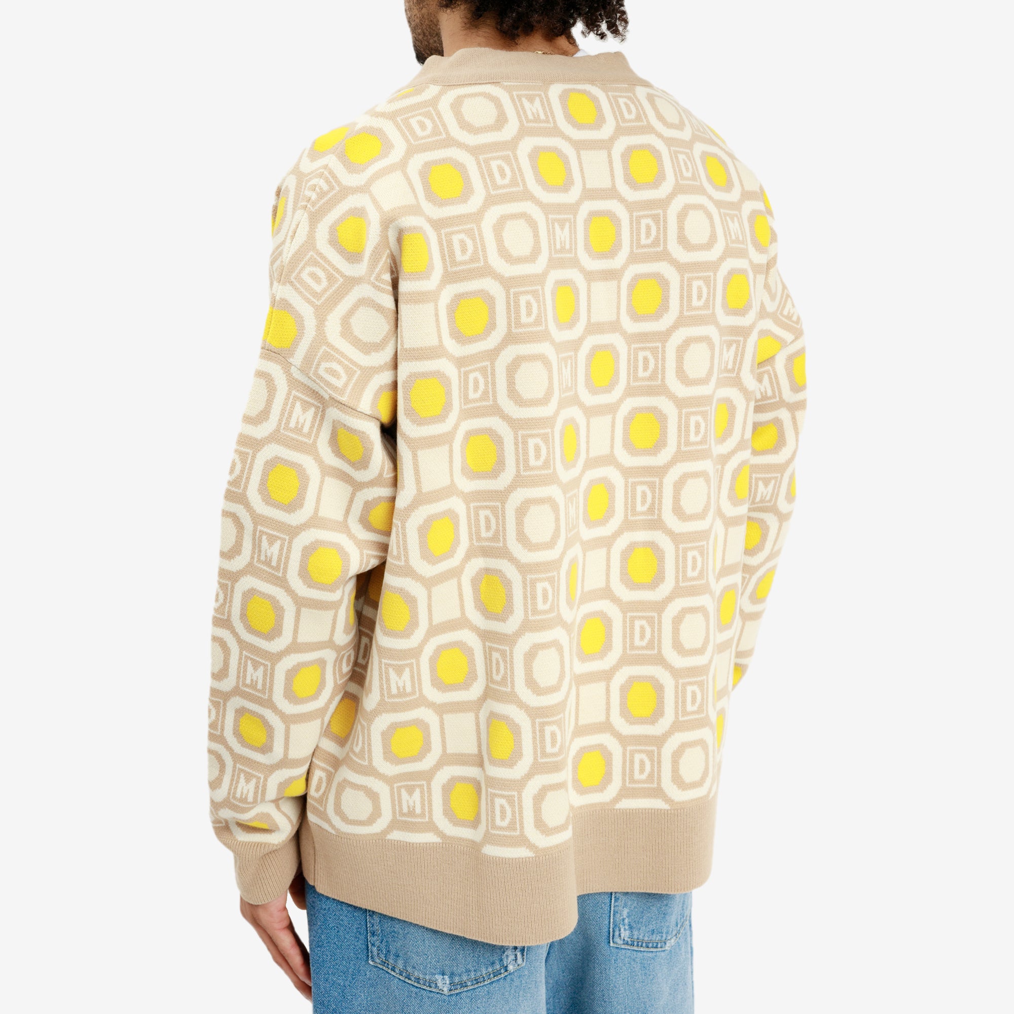 Drôle de Monsieur Geometric Cardigan Beige - 4