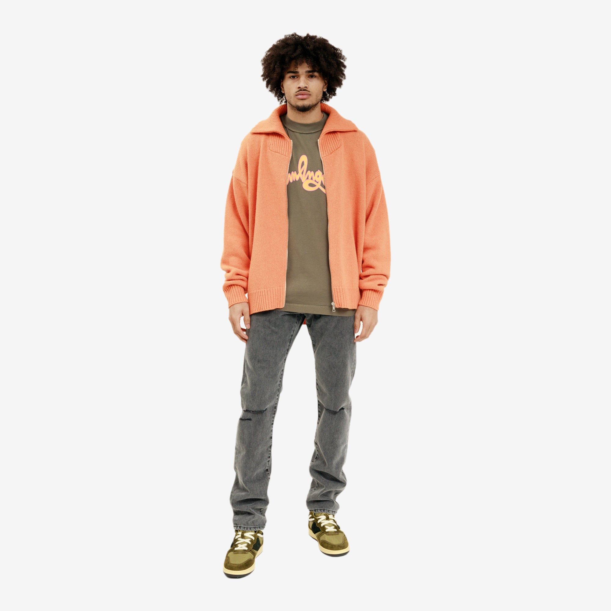 Palm Angels Unknown Location Zipped Cardigan Orange - 2