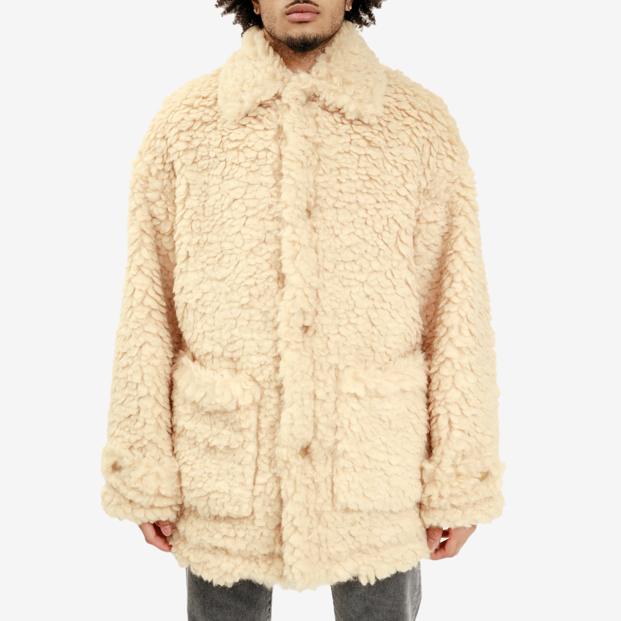 Palm Angels Curly Pea Jacket Beige - 1