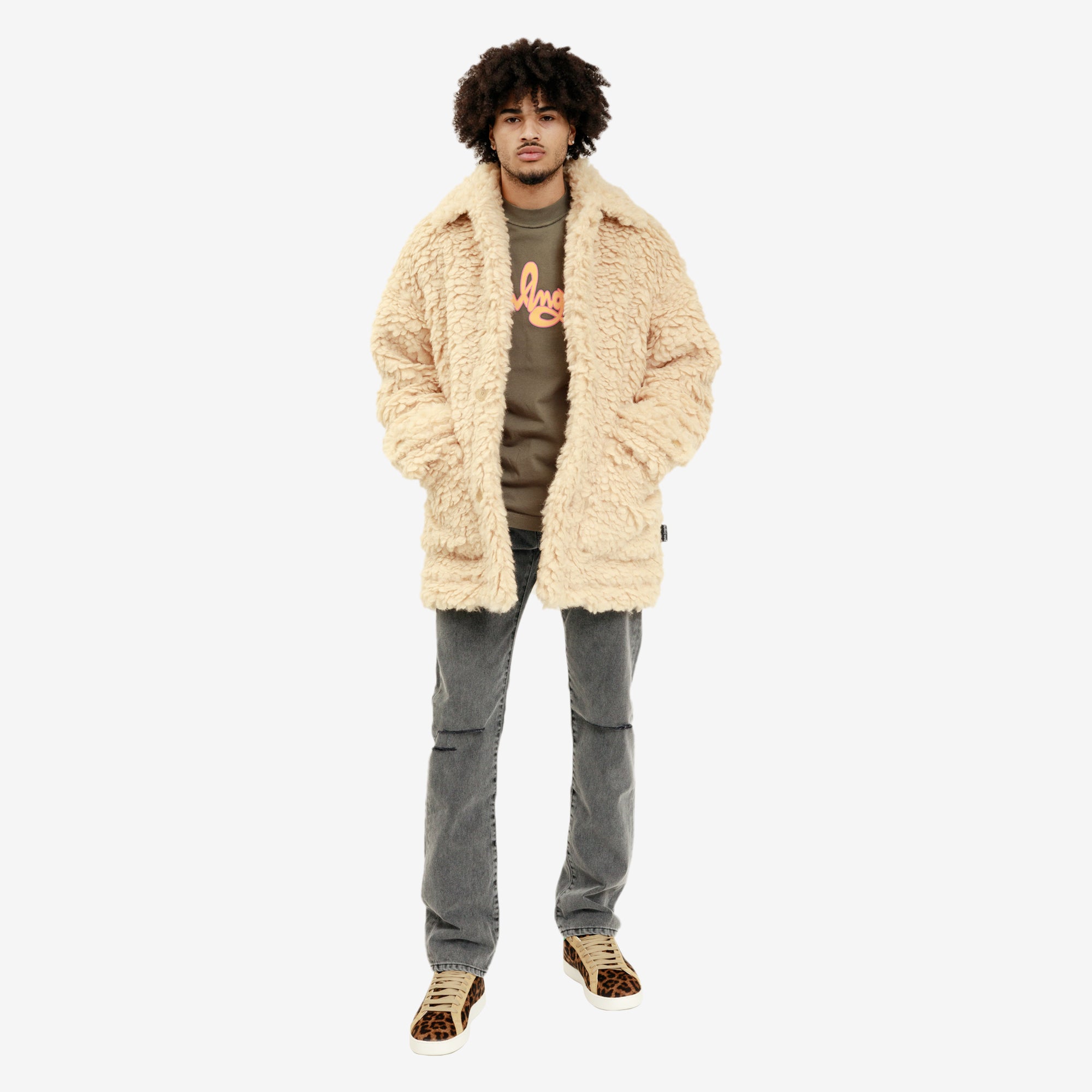 Palm Angels Curly Pea Jacket Beige - 2