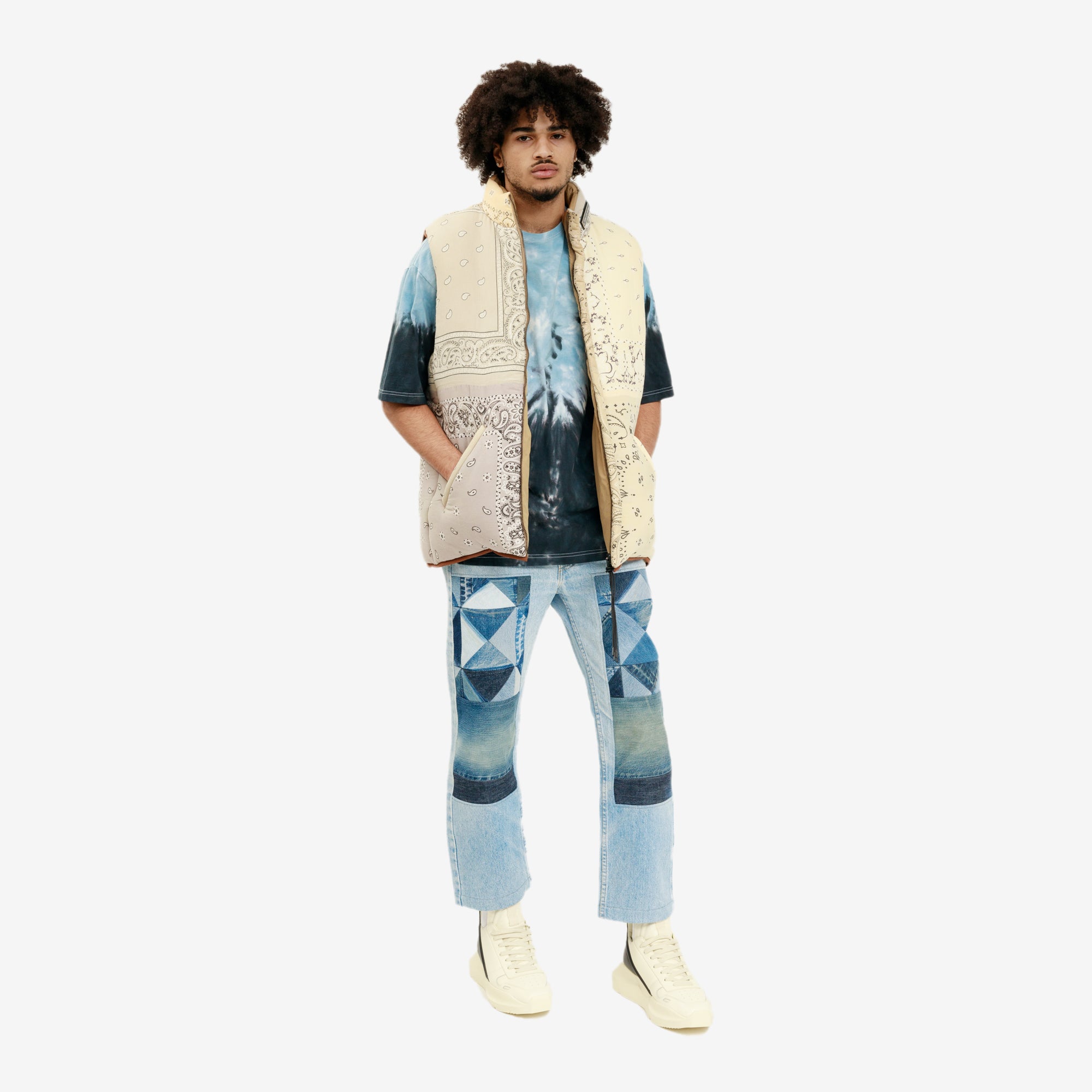 Children of the Discordance Bandana Patchwork Reverse Vest Beige - 2