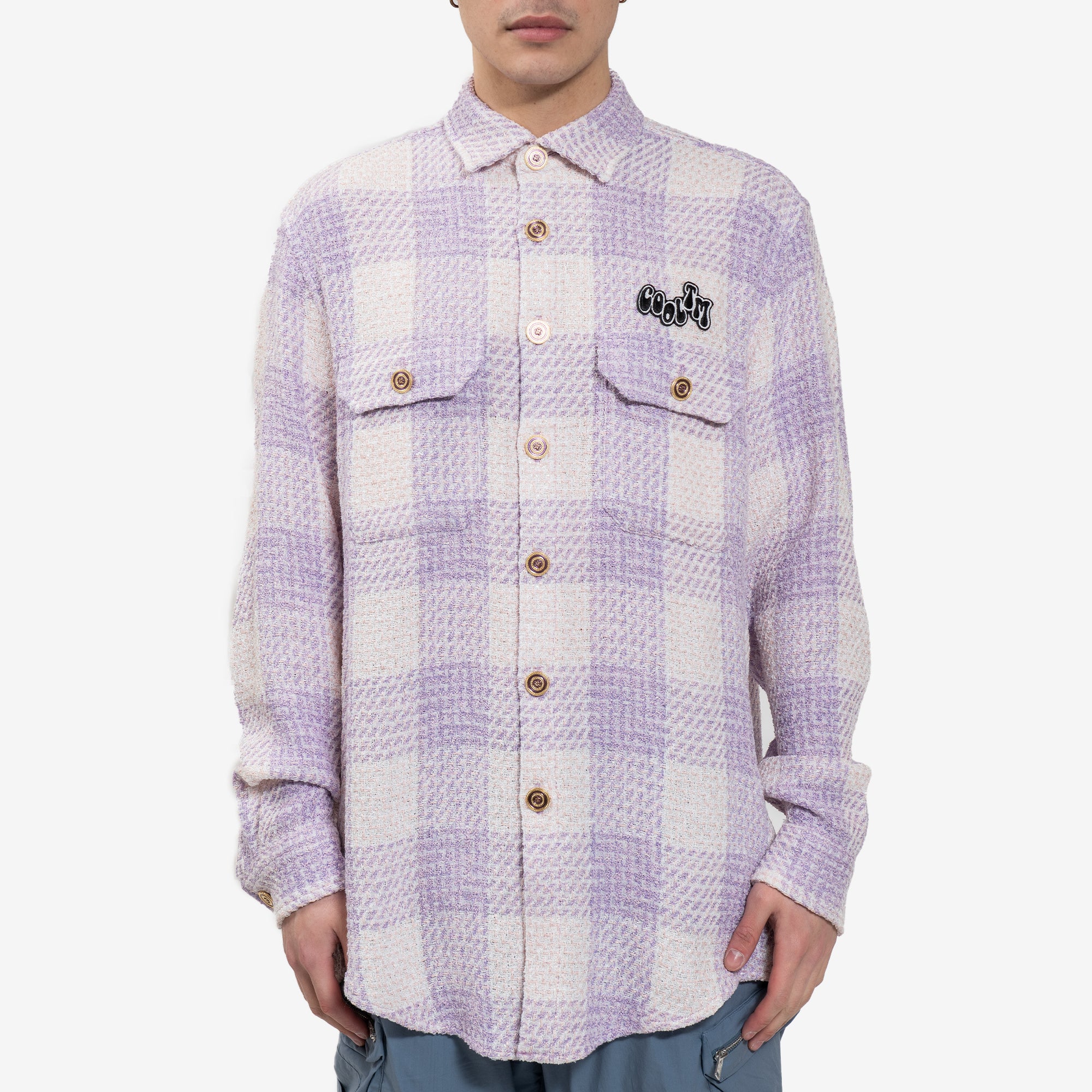 COOL T.M Oversized Tweed Shirt Purple - 1