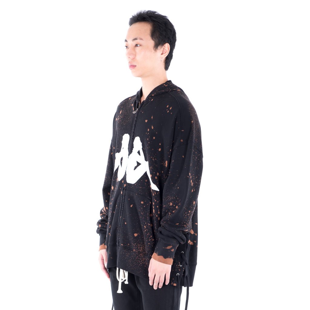 Faith Connexion Kappa Bleach Laced Zip Hoody Black - 2