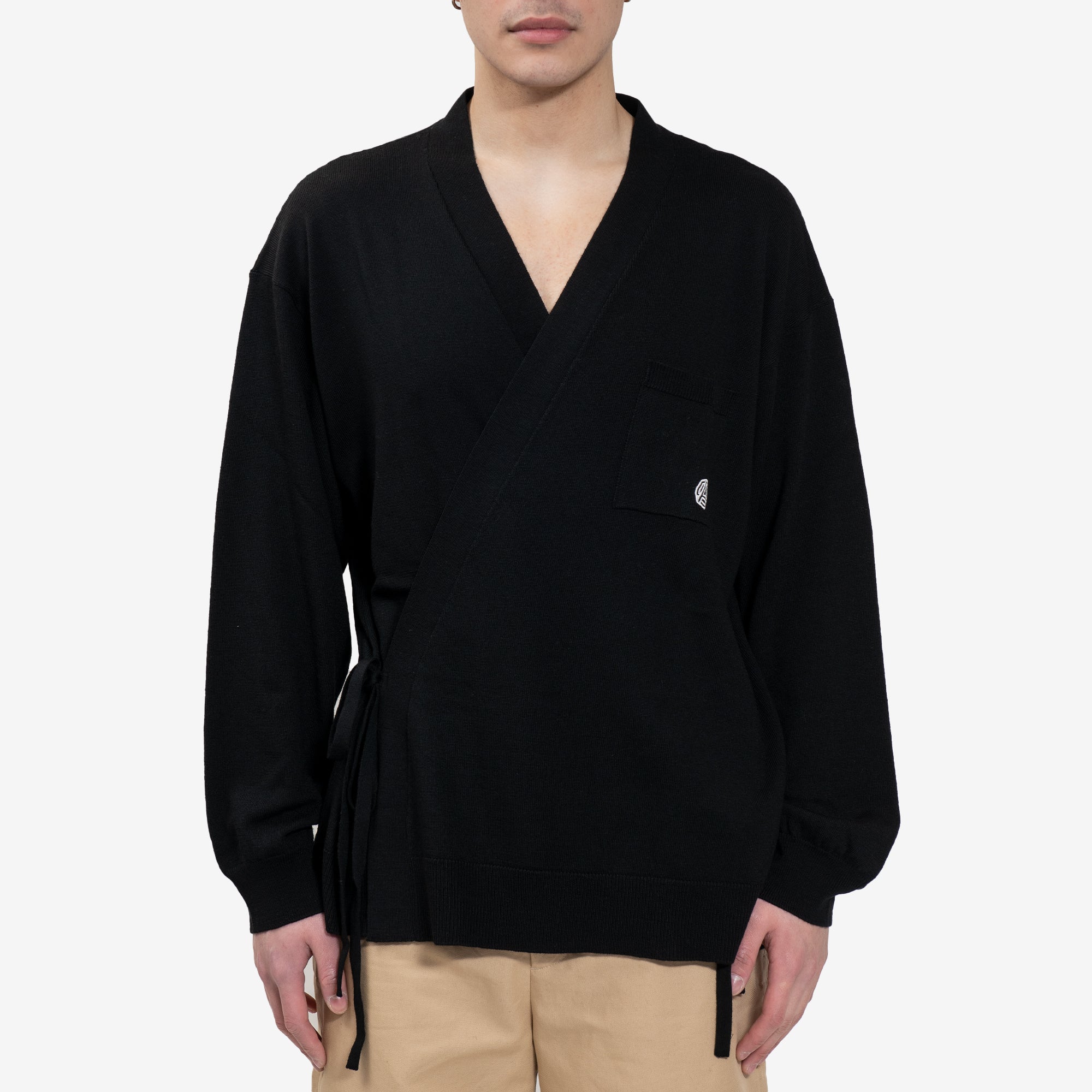 ニット/セーター AMBUSH KNITTED KIMONO SHIRT AMBUSH Mens Knitted Kimono Shirt in Black