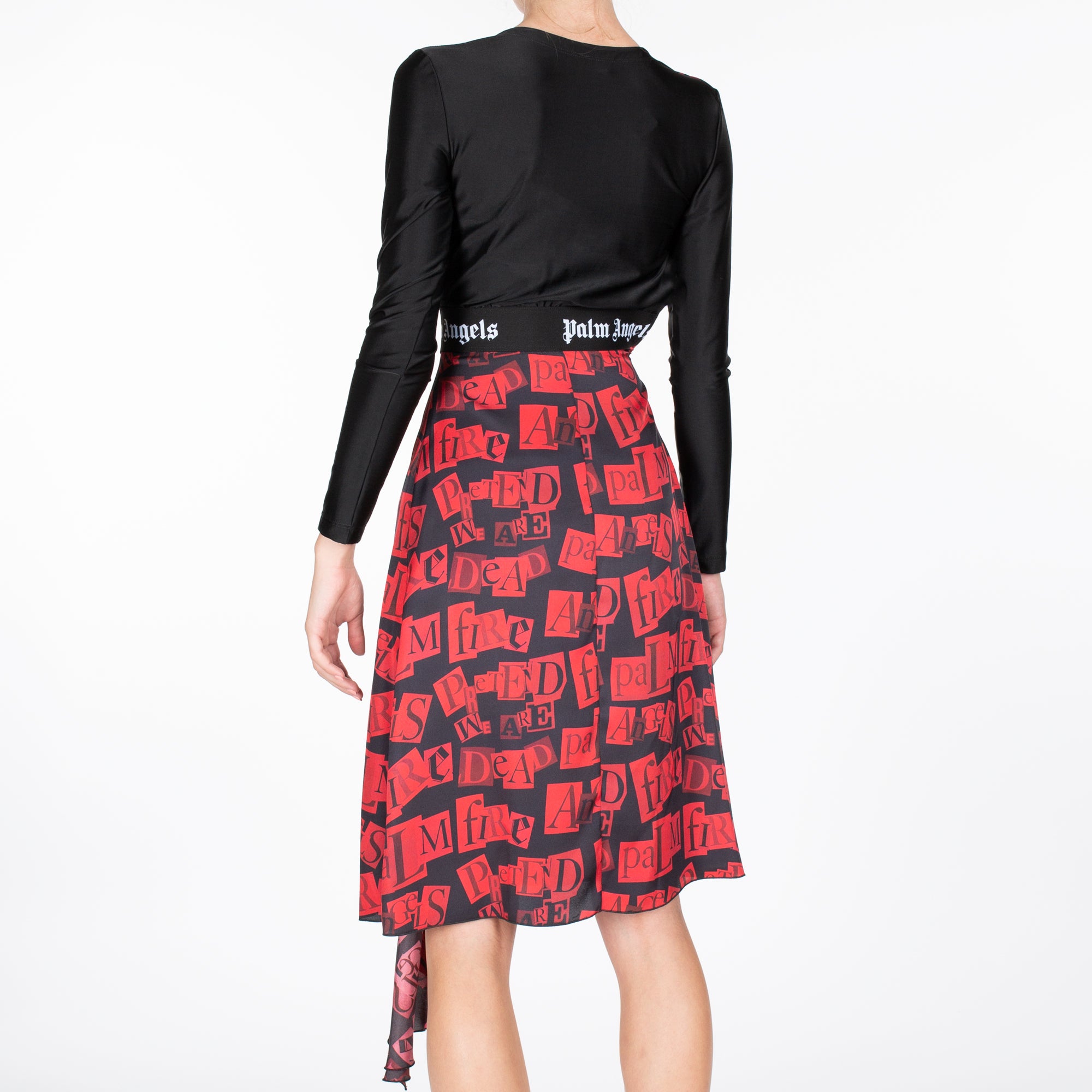 Palm Angels Womens Ransom Drape Dress Red - 3