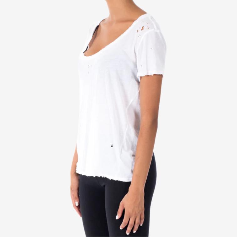Unravel Womens Distressed Jersey Tee White - 3