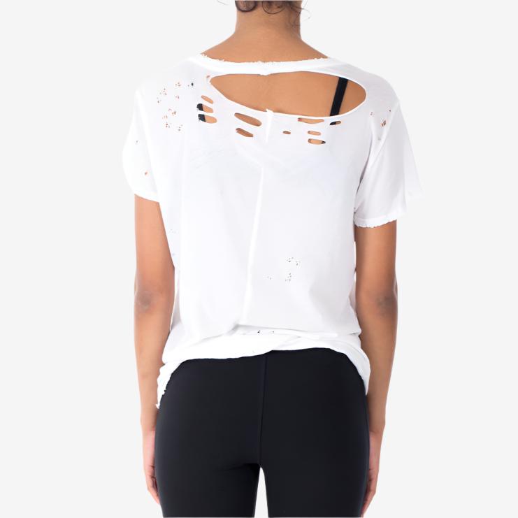 Unravel Womens Distressed Jersey Tee White - 2