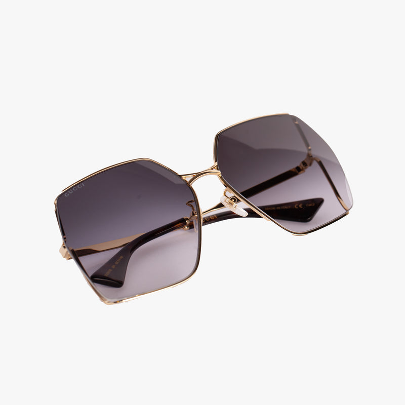 Ladies Gold Square Metal Sunglasses