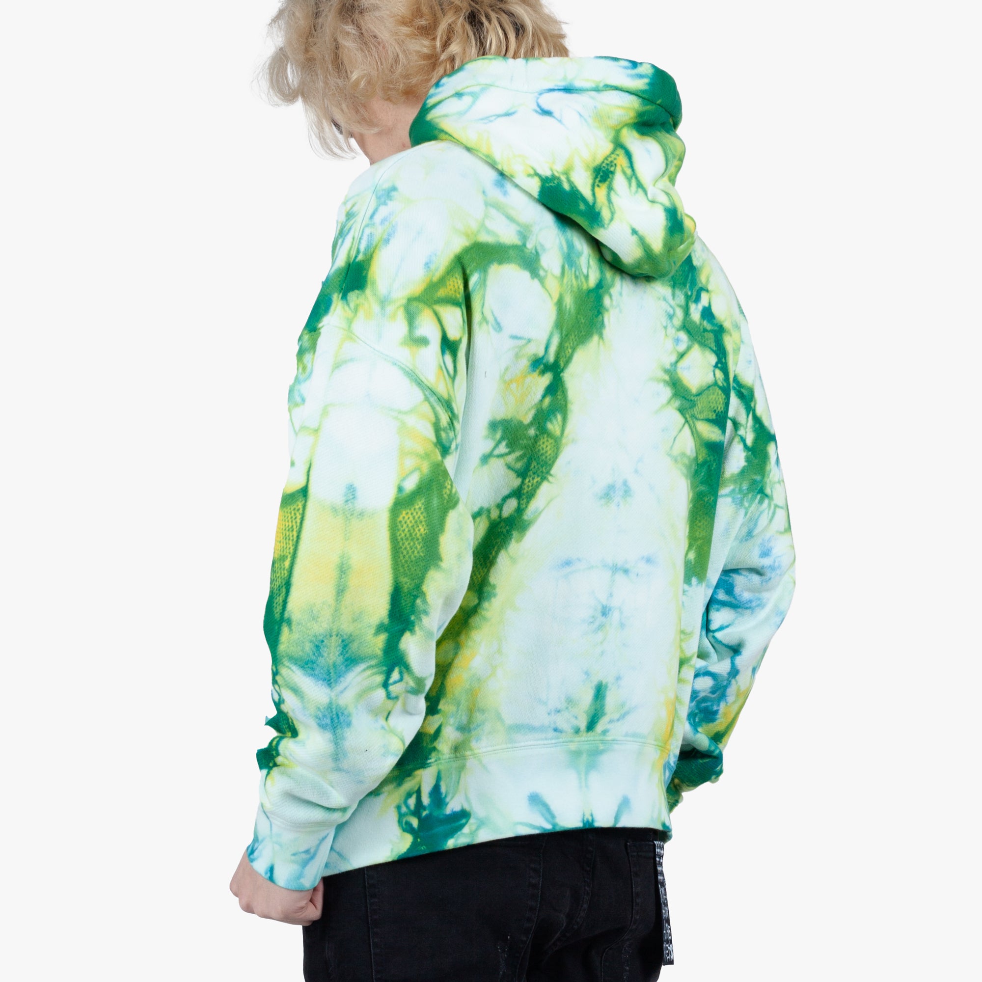 Palm Angels Tie Dye Burning Head Hoodie Forest Green - 3