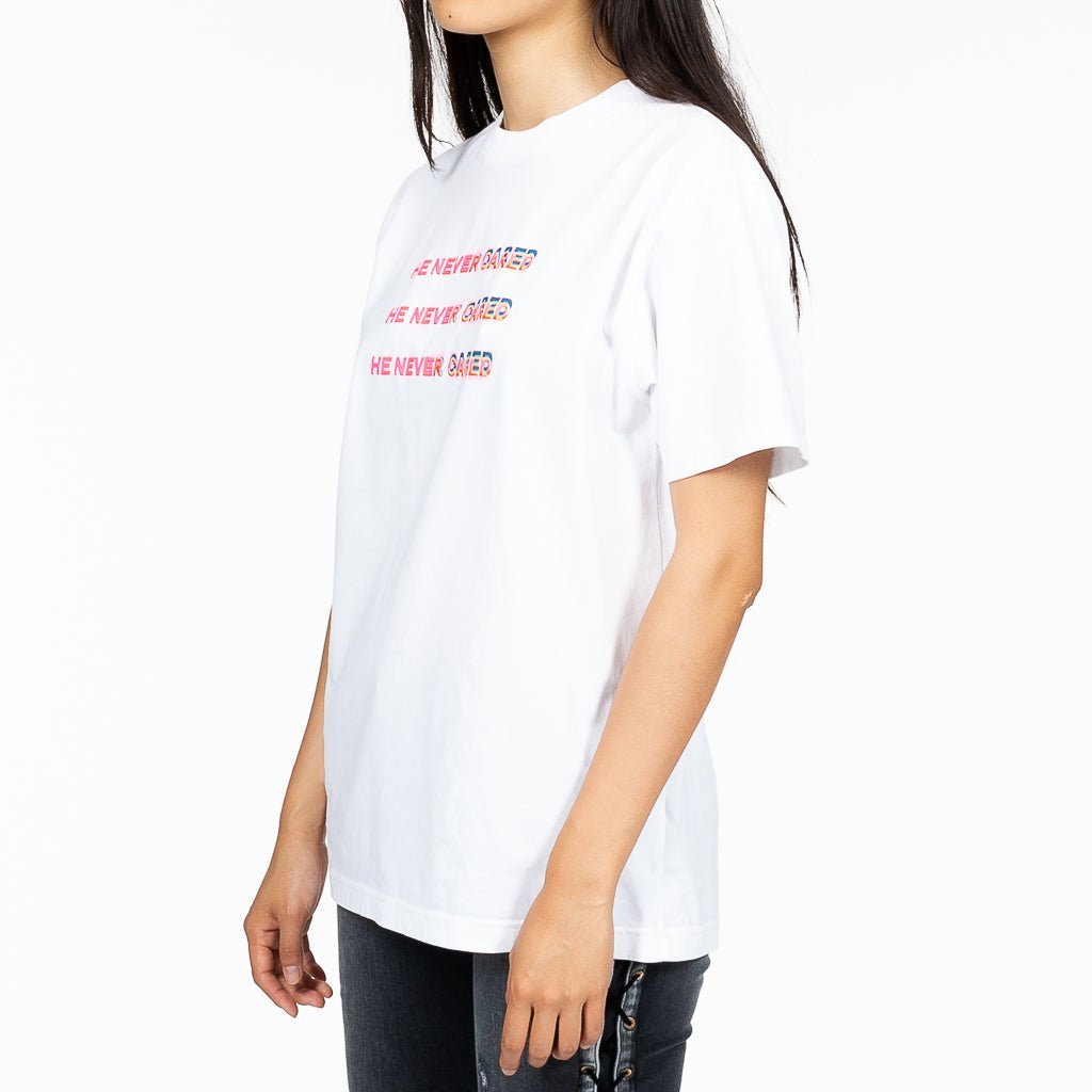 Marcelo Burlon Womens He Never Cared T-Shirt White - 2
