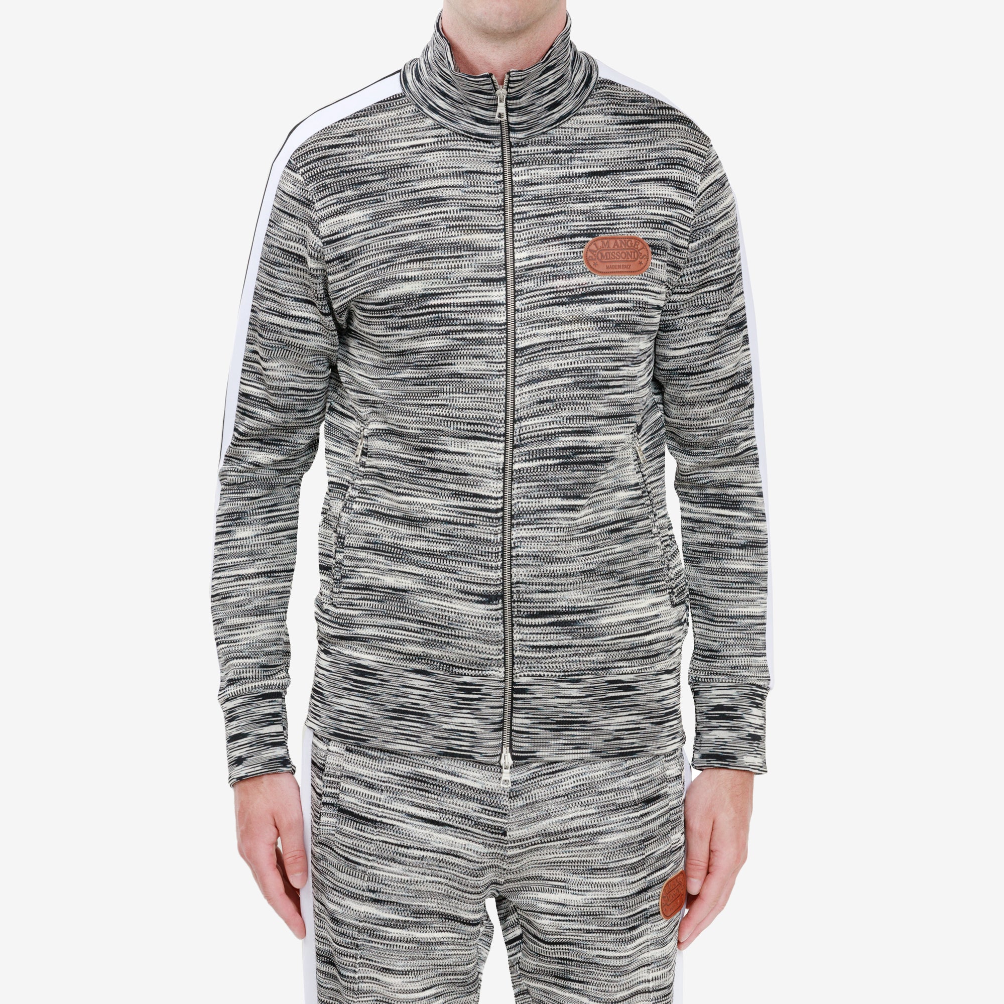 Palm Angels Missoni Knitted Track Jacket Melange Grey - 1