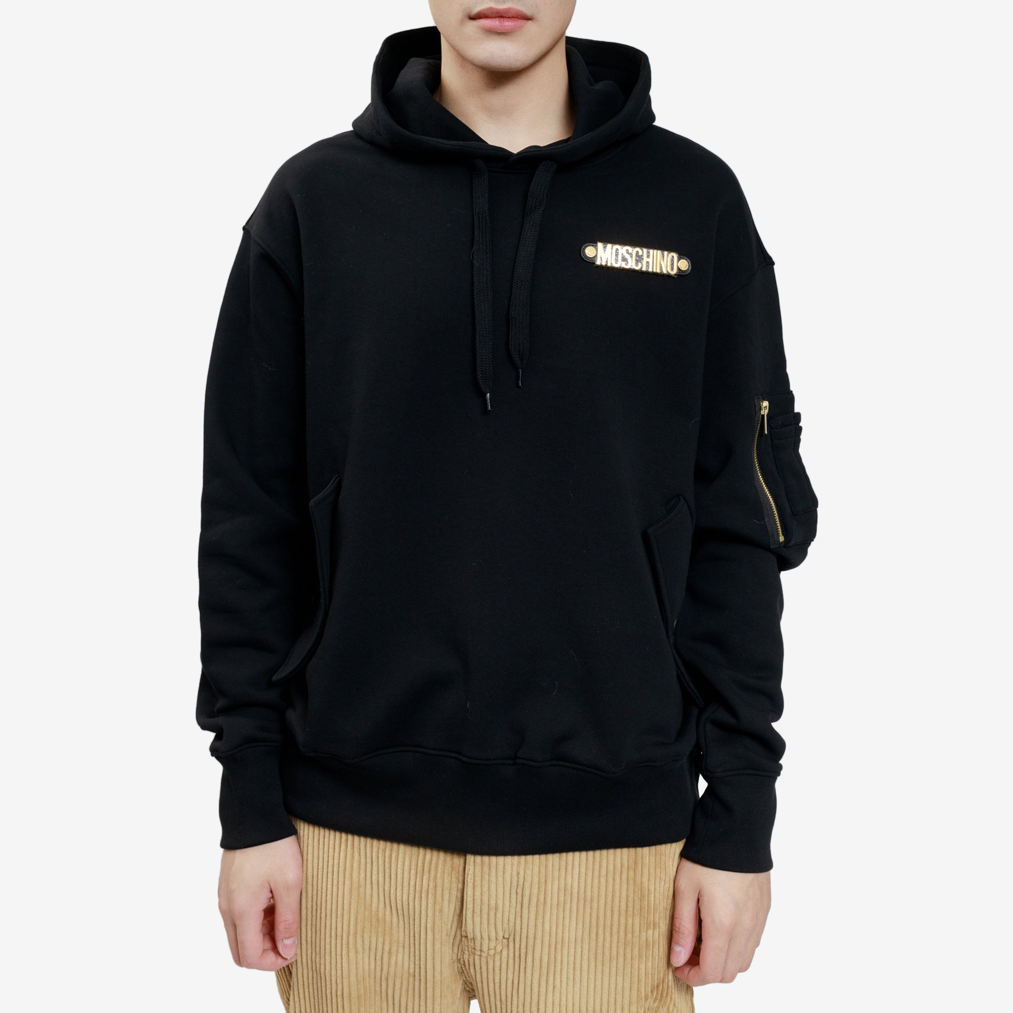 Moschino Lettering Logo Hoodie Black - 1