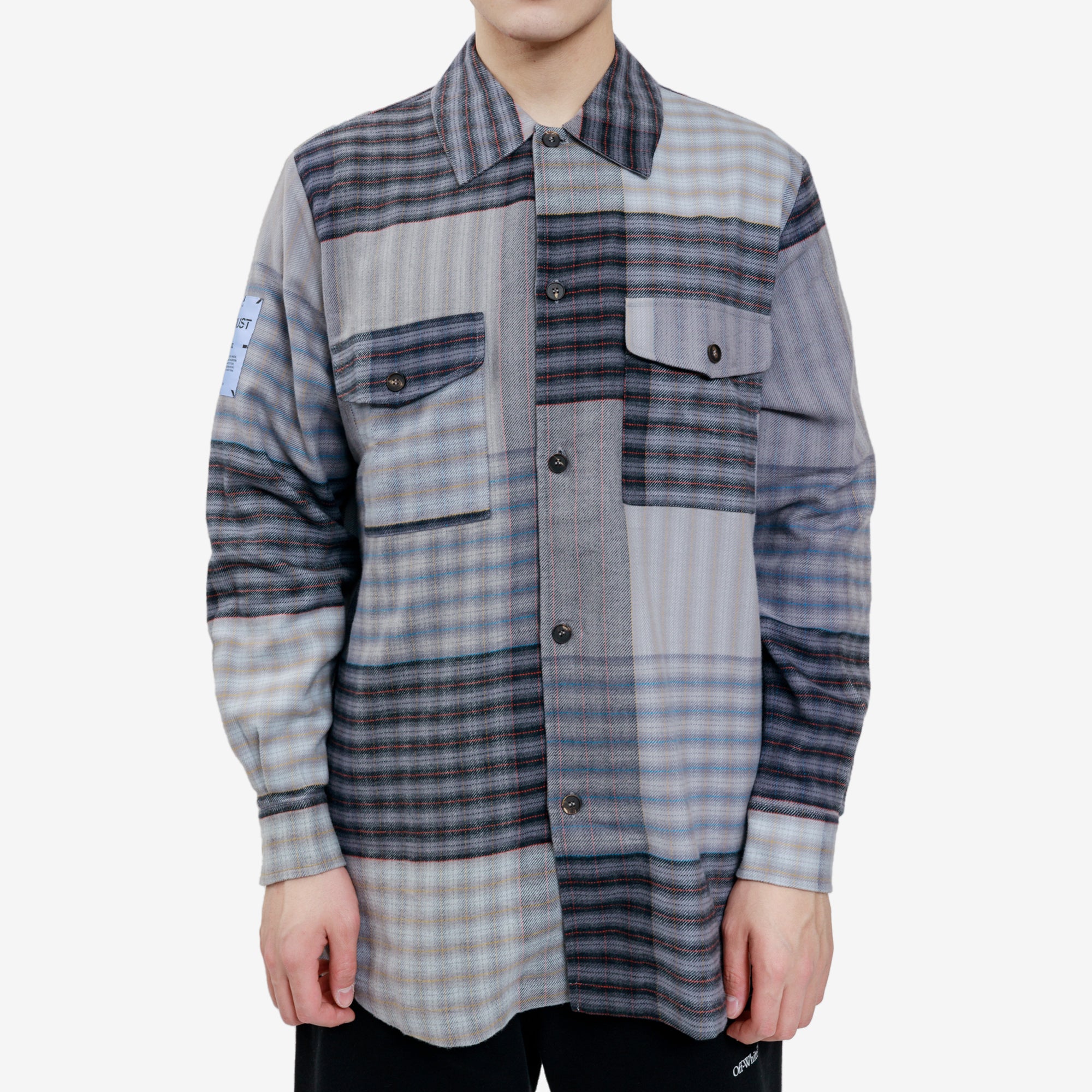 Alexander McQueen McQ Mixed Panel Check Overshirt Black - 1