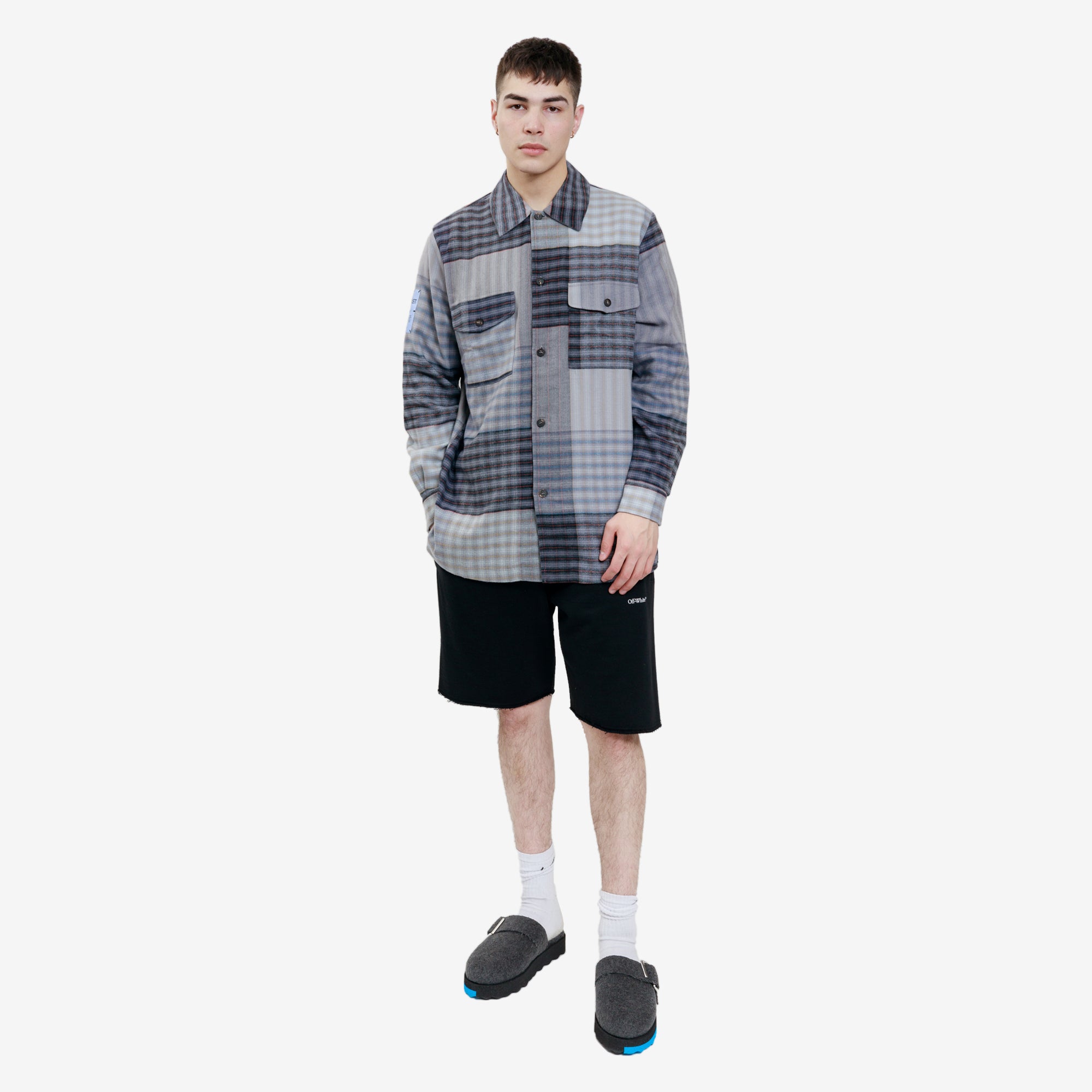 Alexander McQueen McQ Mixed Panel Check Overshirt Black - 2