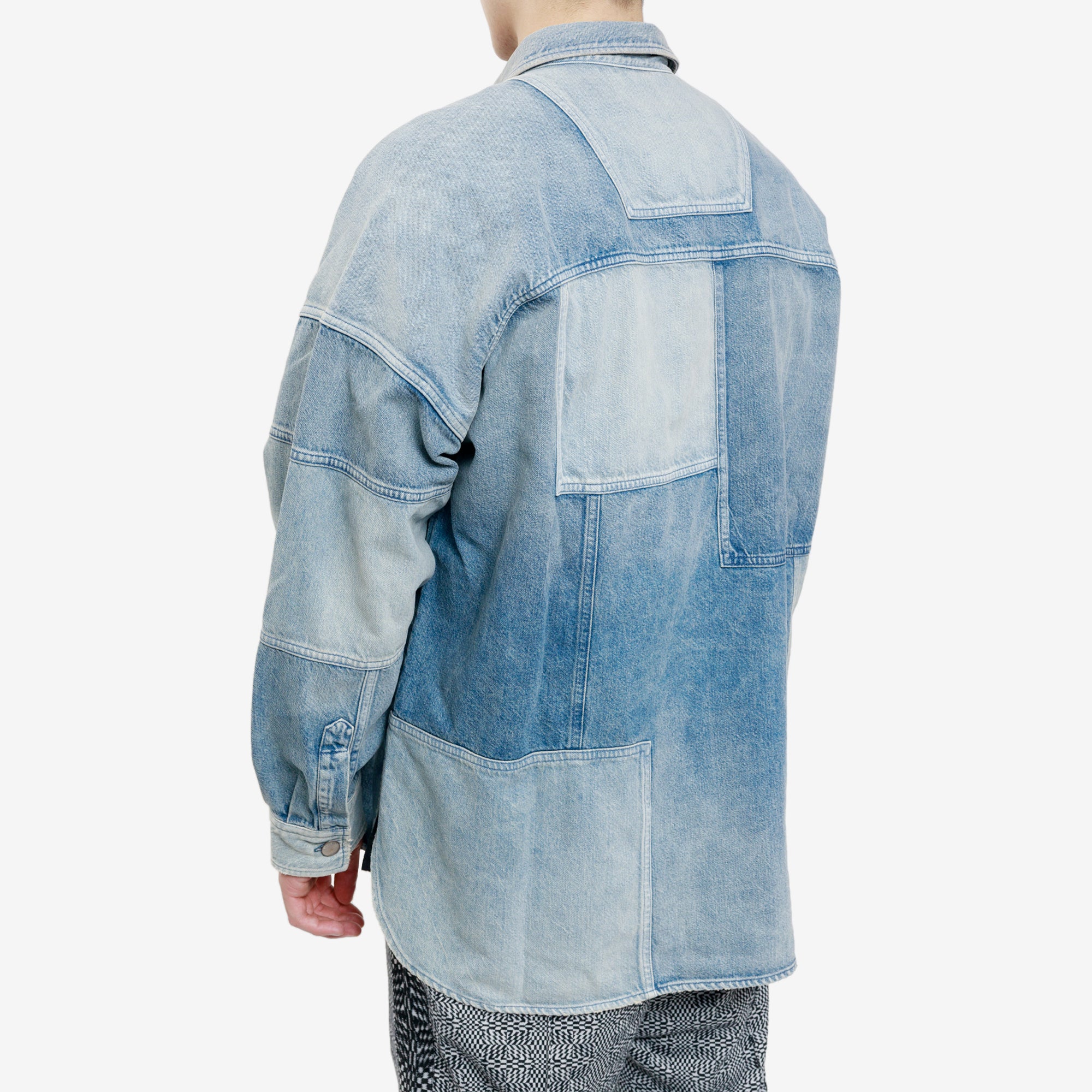 Ambush Patchwork Denim Shirt Blue - 4