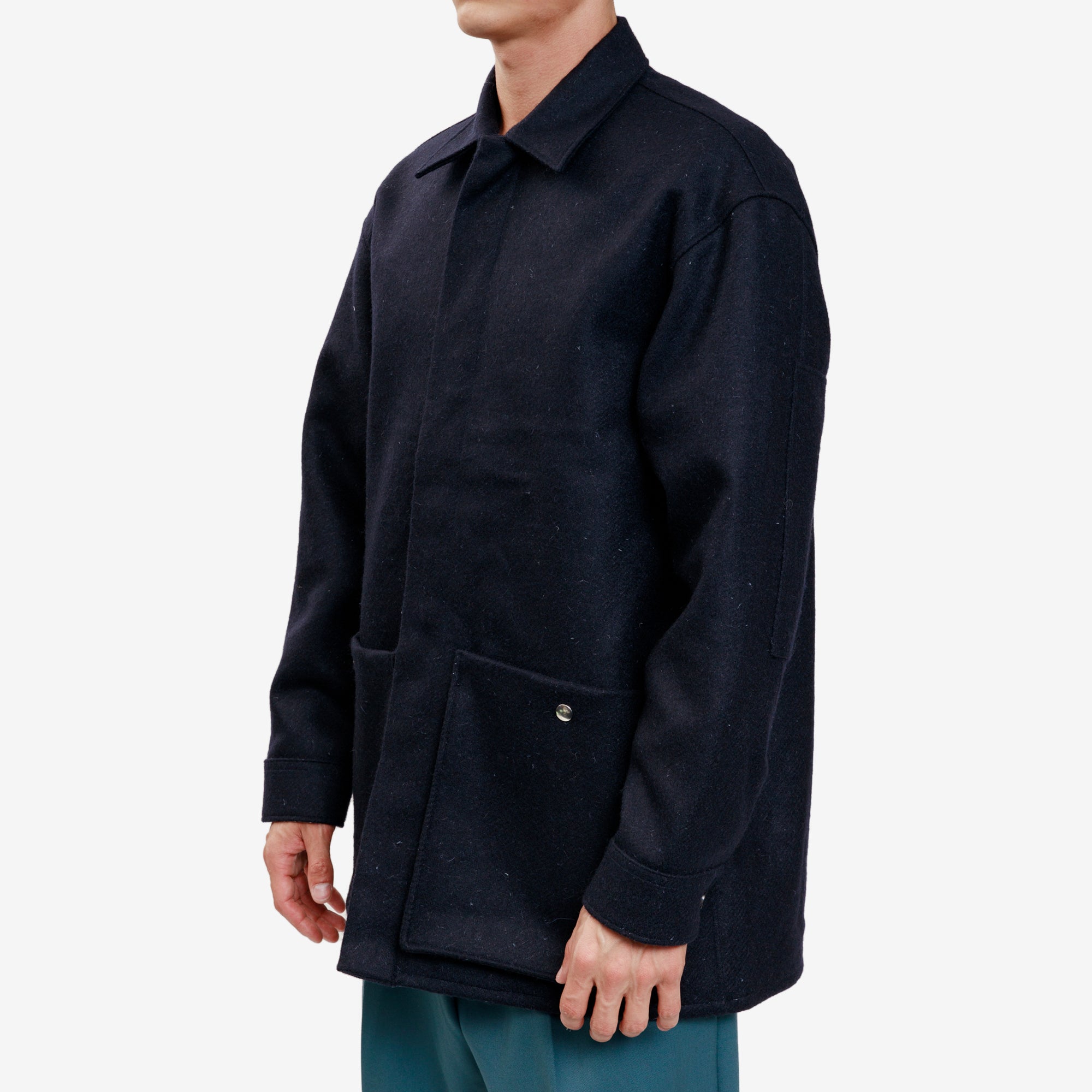 Uniforme Patched Wool Overshirt Navy - 3