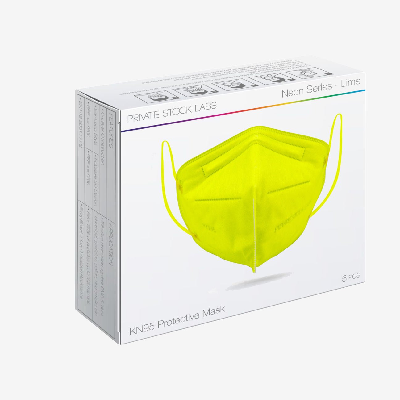 Private Stock Labs 6 - Ply KN95 Lime Protective Mask Lime - 1