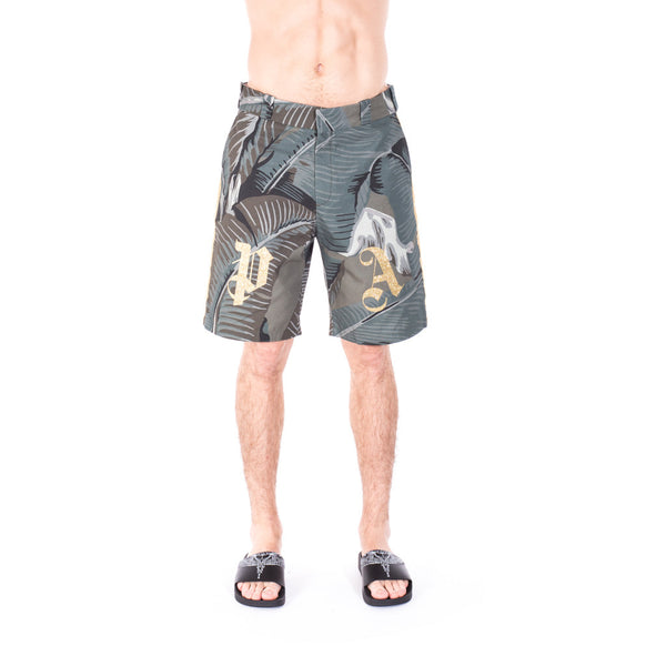 Palm Angels All Over Banana Leaf Shorts at Feuille Luxury - 1