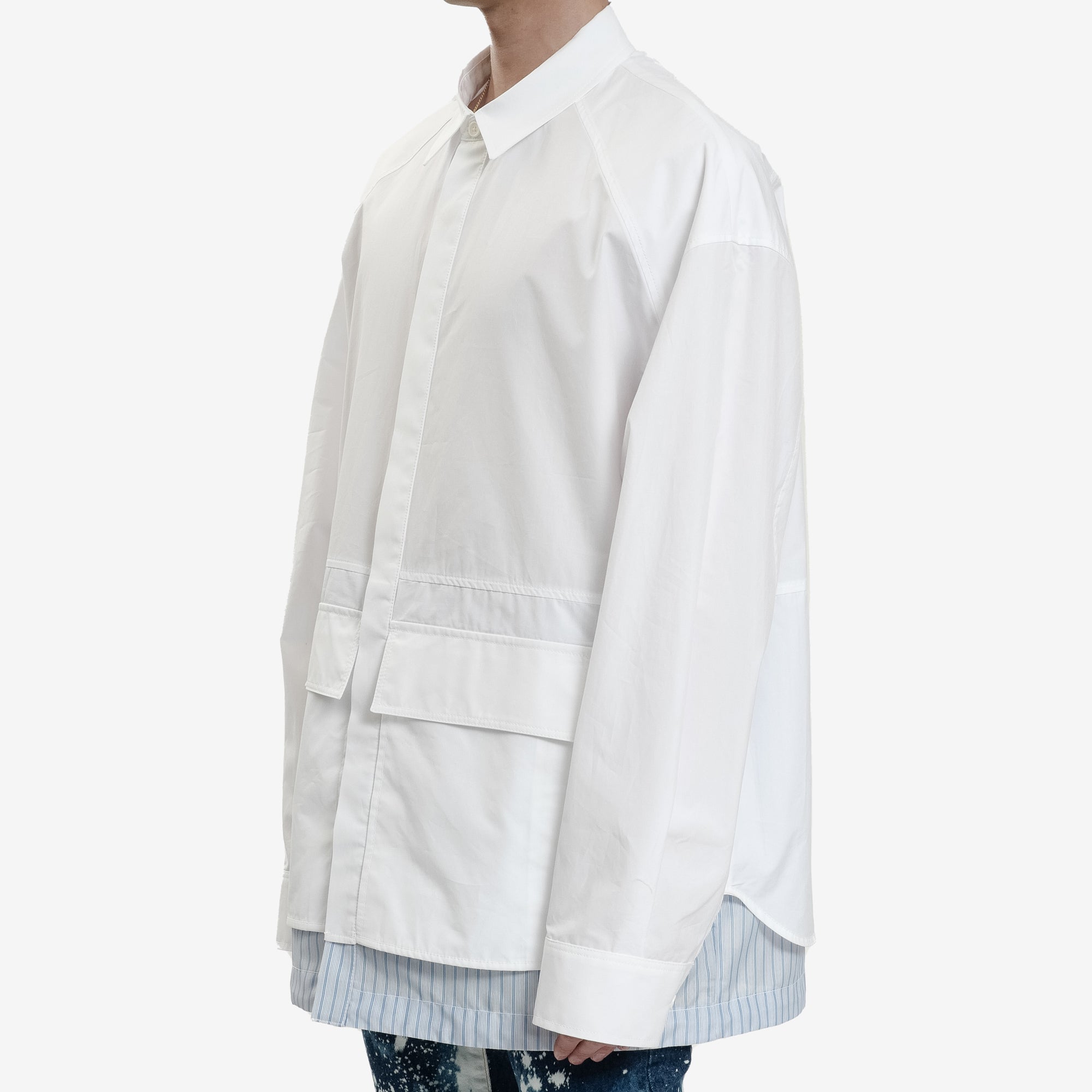 Juun.J Stripe Layered Outershirt White - 3