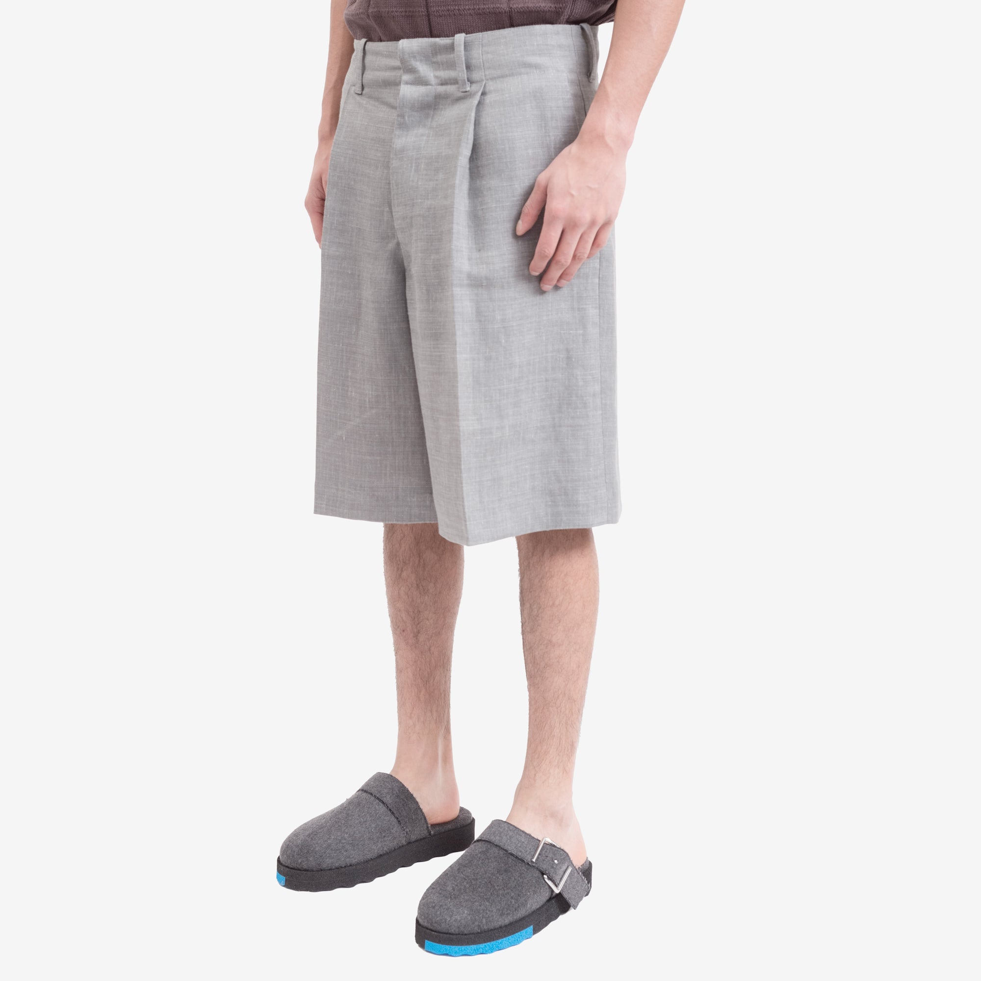 Uniforme Wide Leg Pleated Shorts Storm Grey - 3