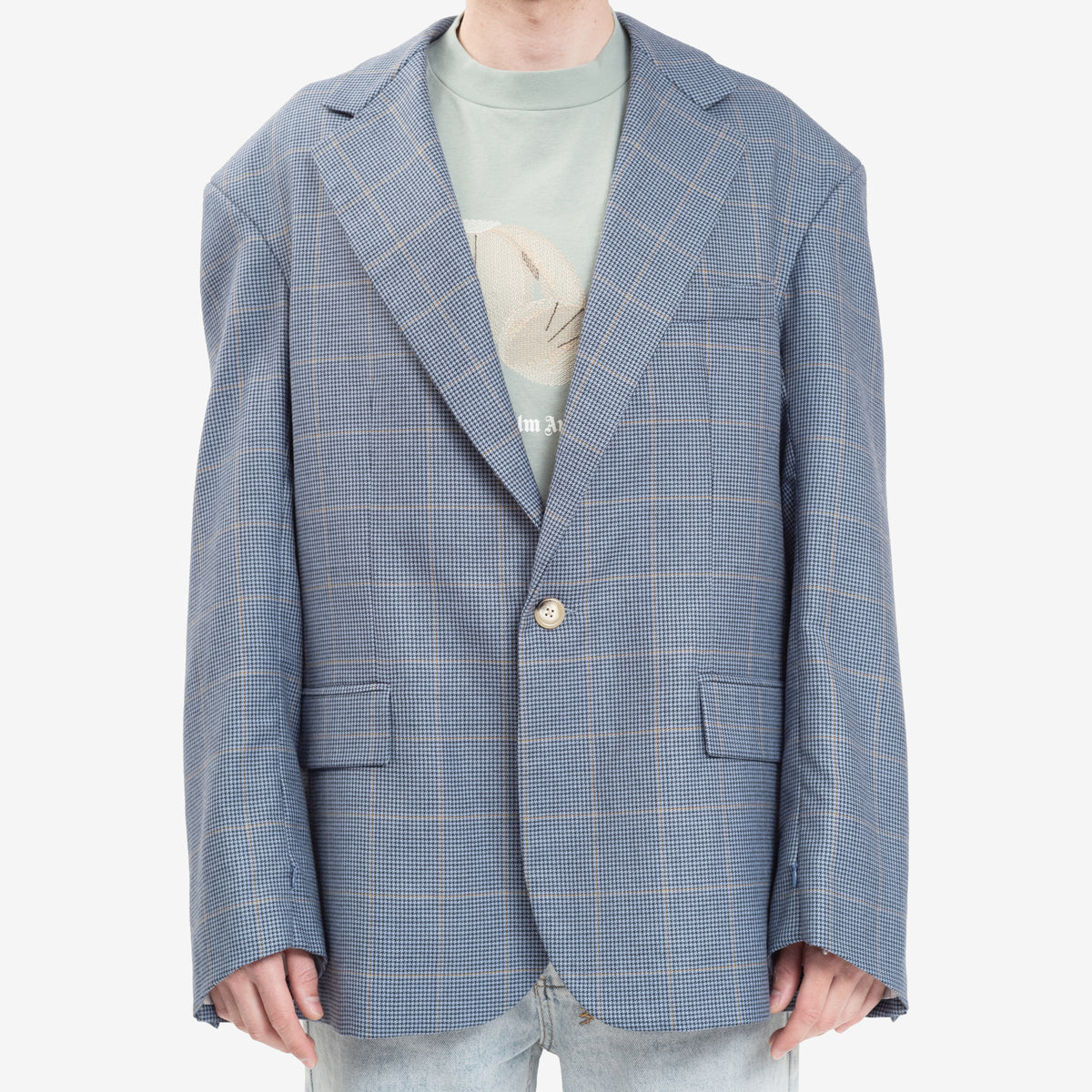 COOL T.M Mens Oversized Zipper Blazer in Blue