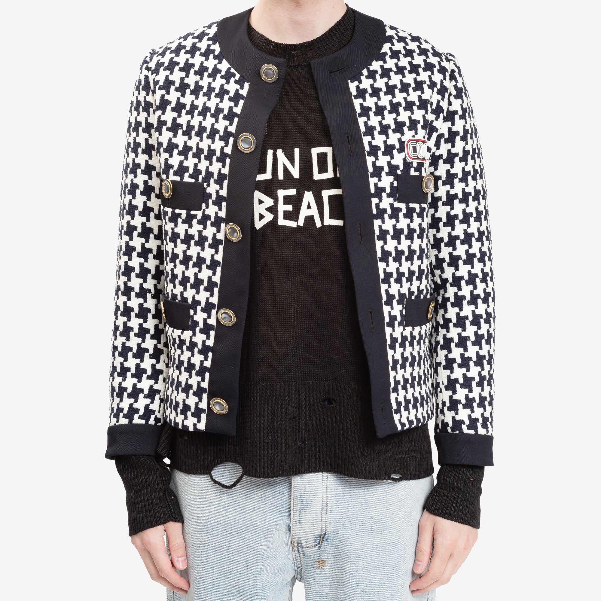 COOL T.M Tweed Fitted Jacket Navy - 1