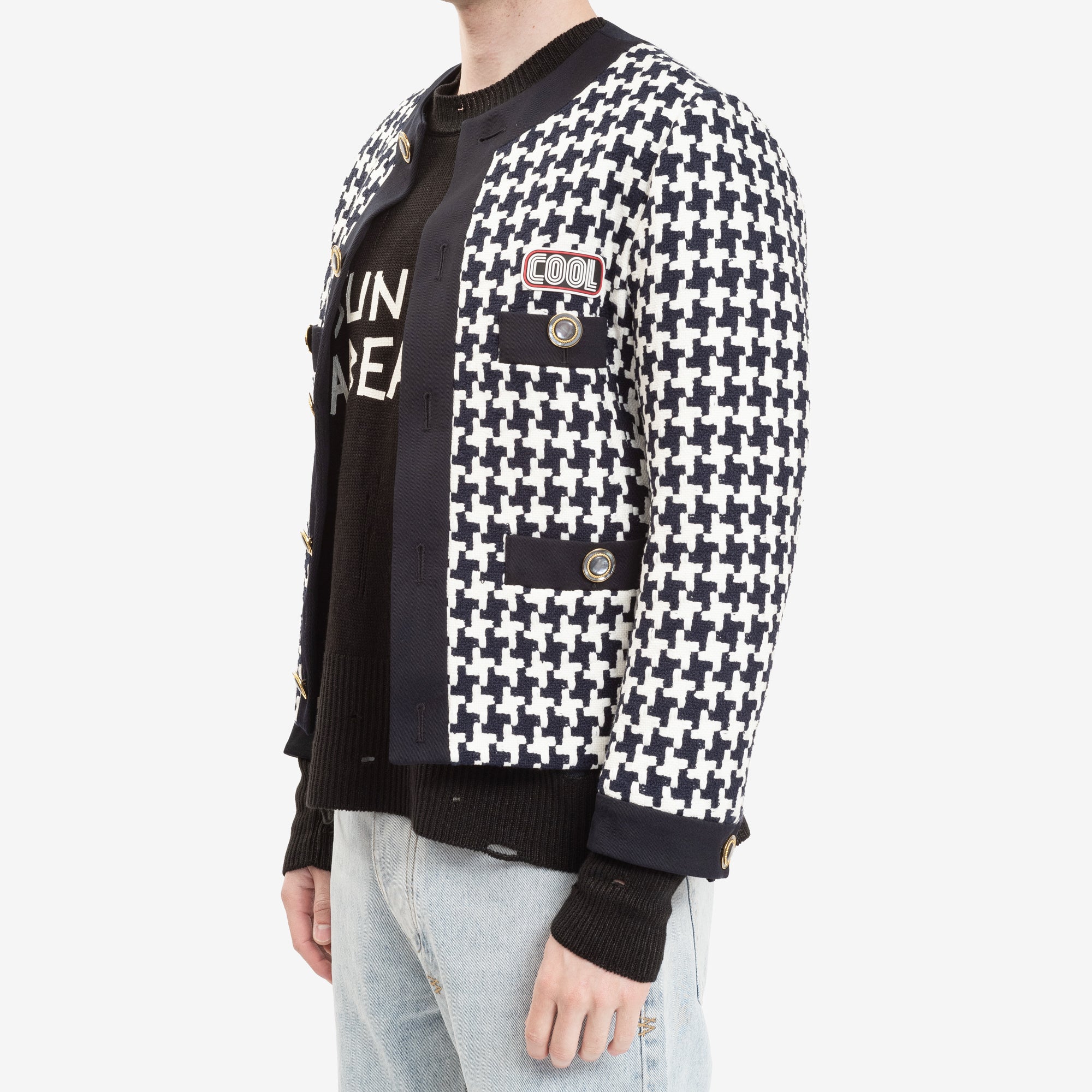 COOL T.M Tweed Fitted Jacket Navy - 3