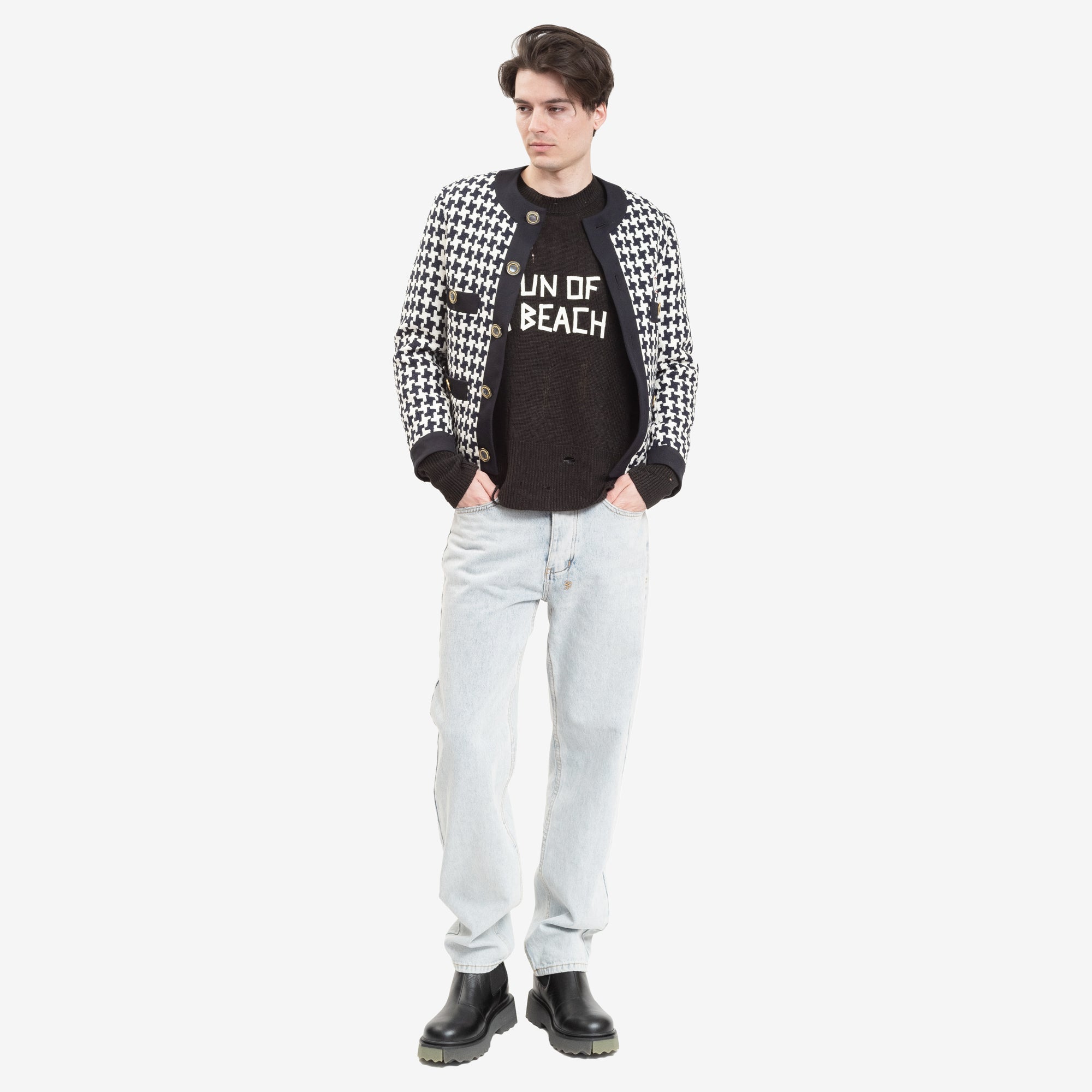 COOL T.M Tweed Fitted Jacket Navy - 2