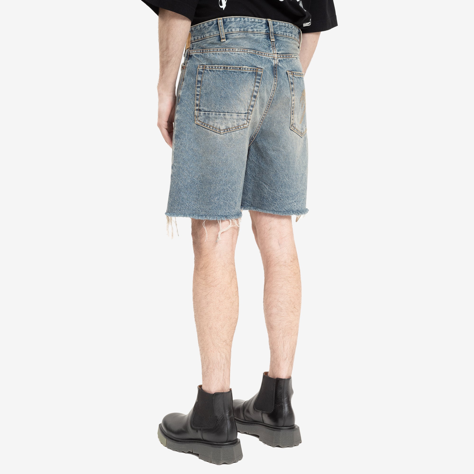 Palm Angels Curved Regular 5 Pocket Shorts Light Blue - 4