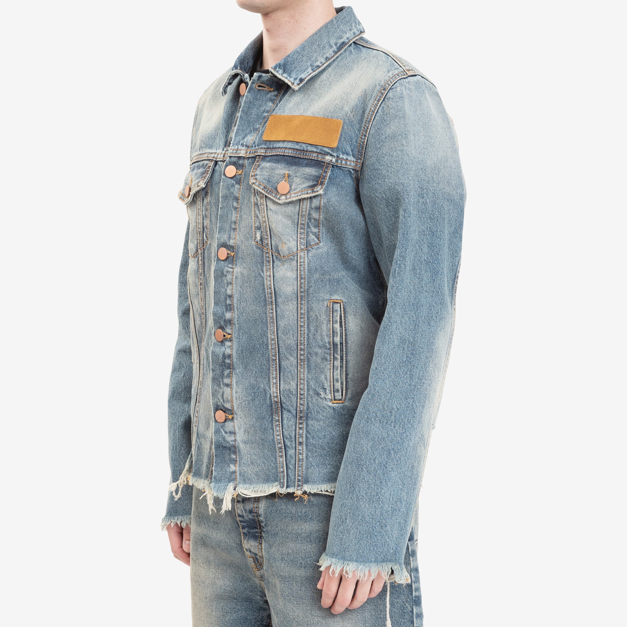 Palm Angels Palm Raw Edge Denim Jacket Light Blue - 3