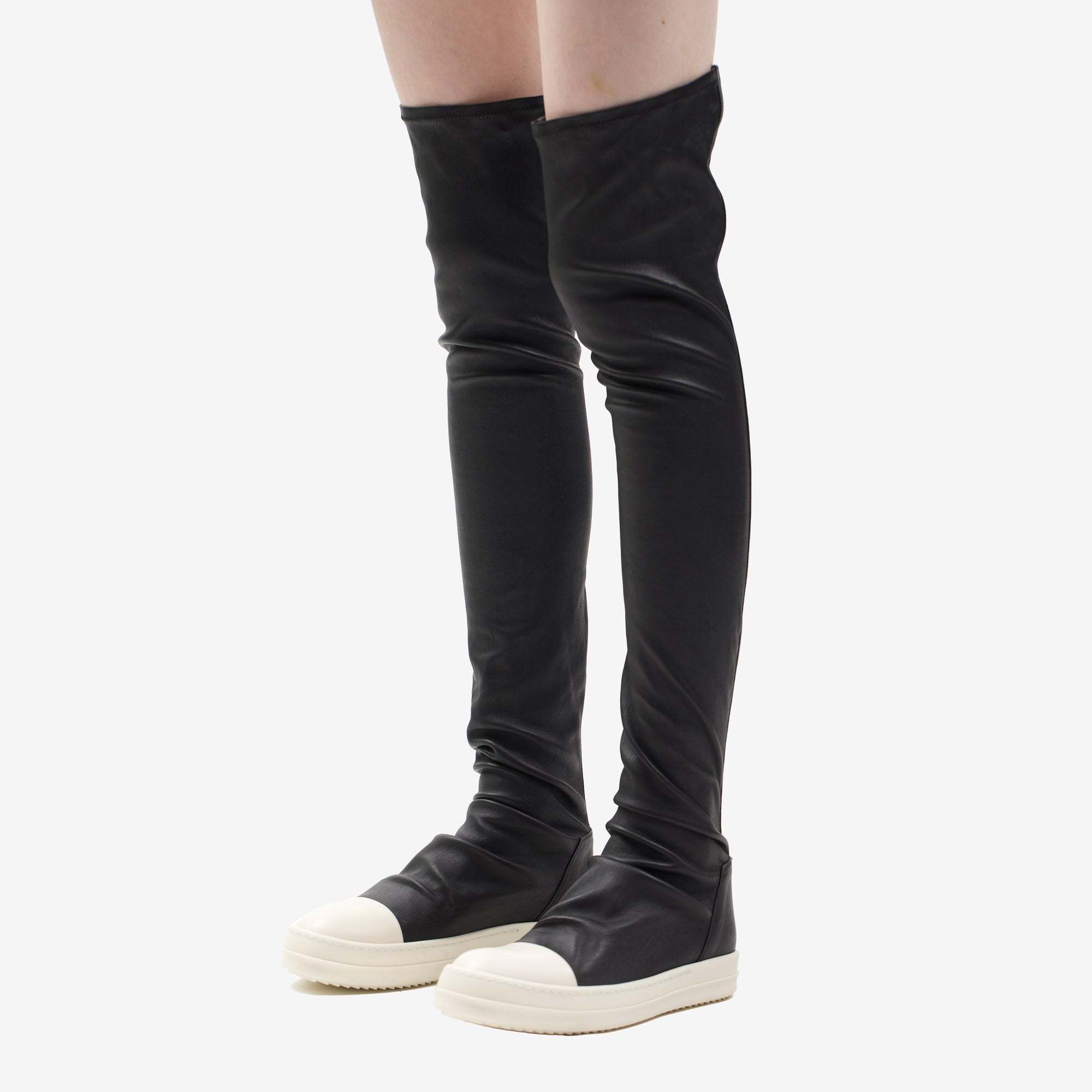 Rick Owens Womens Strobe Stocking Sneakers Black/Milk - 2