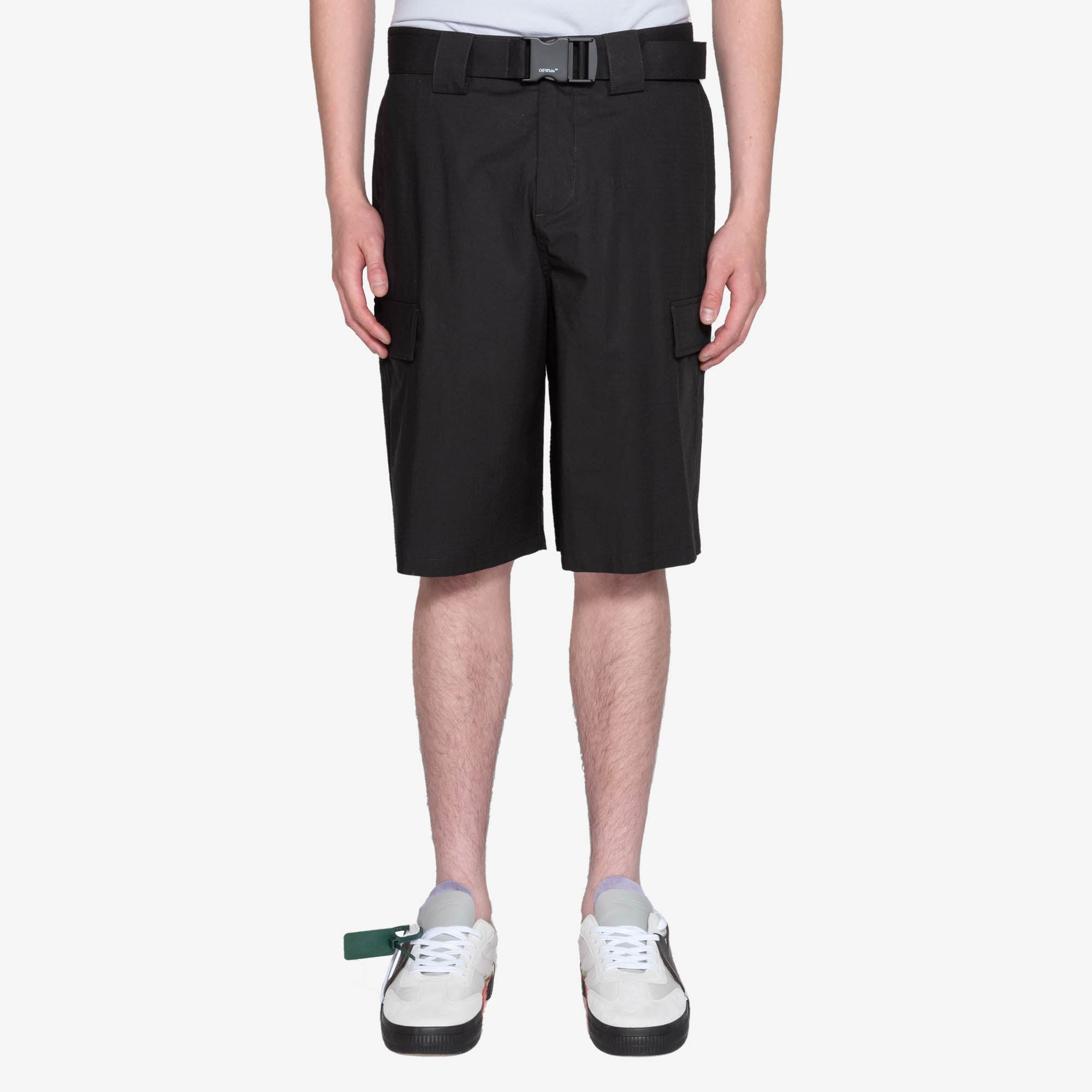 Off - White Buckle Cargo Shorts BLACK - 1