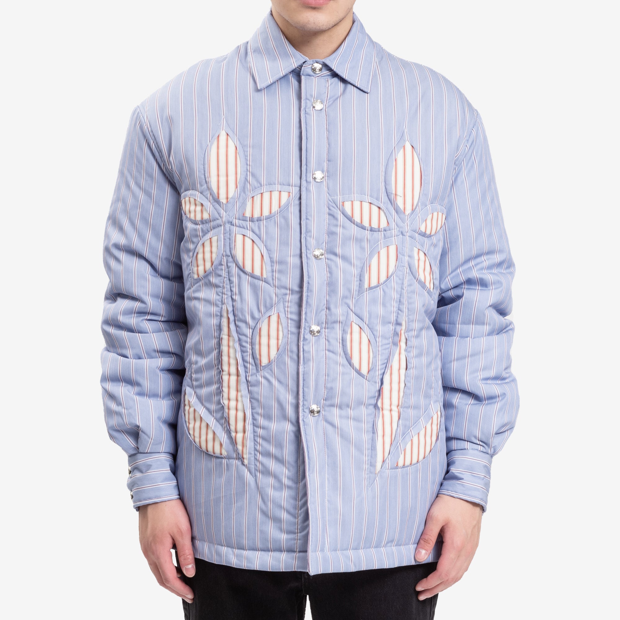 Bluemarble Puffed Overshirt Stripe Poplin Blue - 1