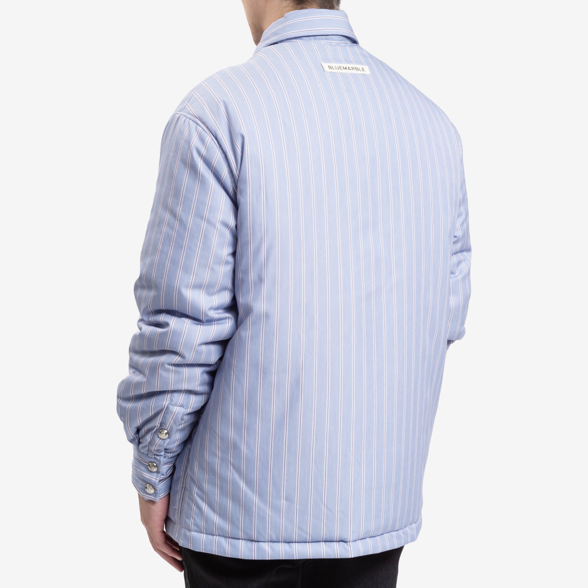 Bluemarble Puffed Overshirt Stripe Poplin Blue - 4