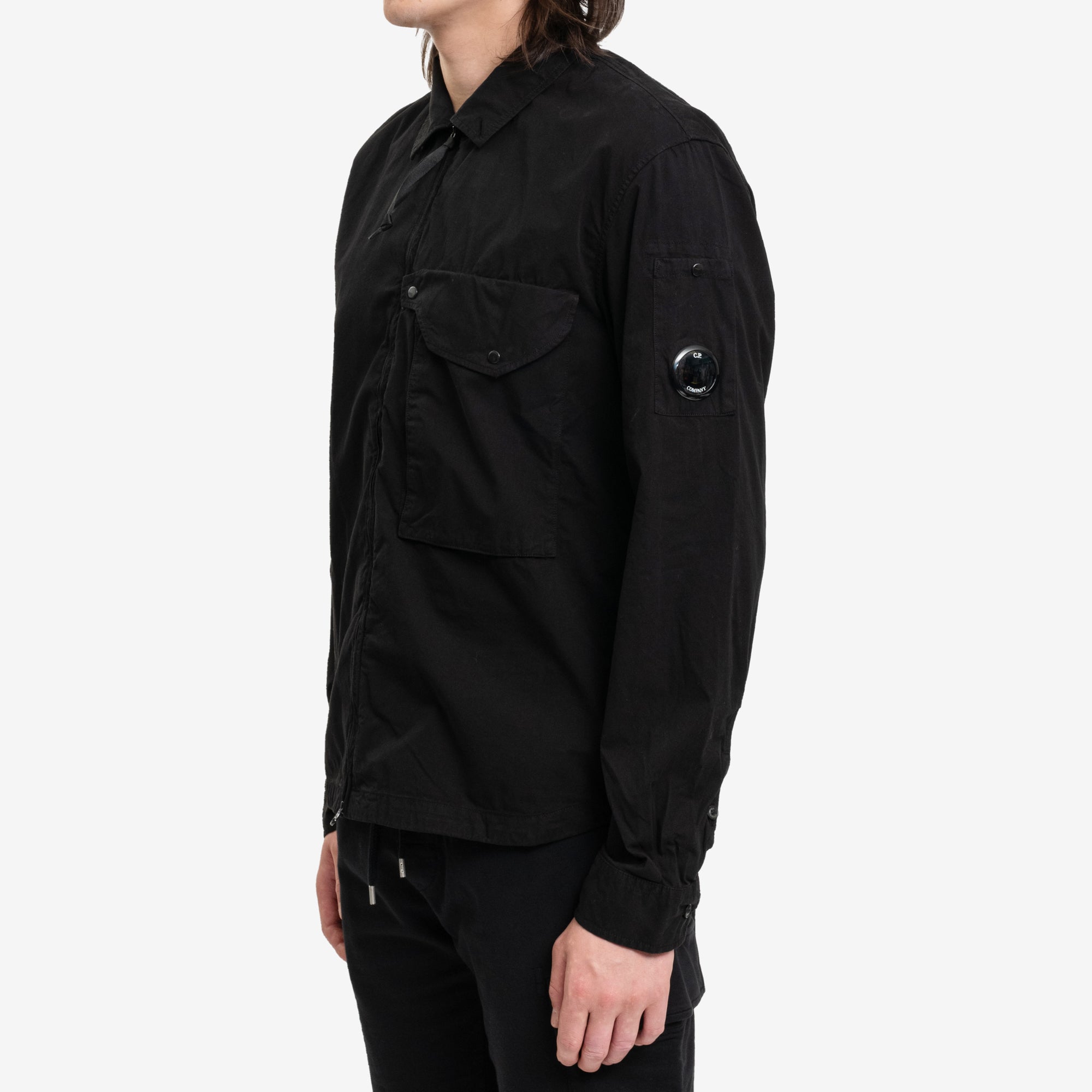 C.P. Company Gabardine LS Zip Shirt Black - 3