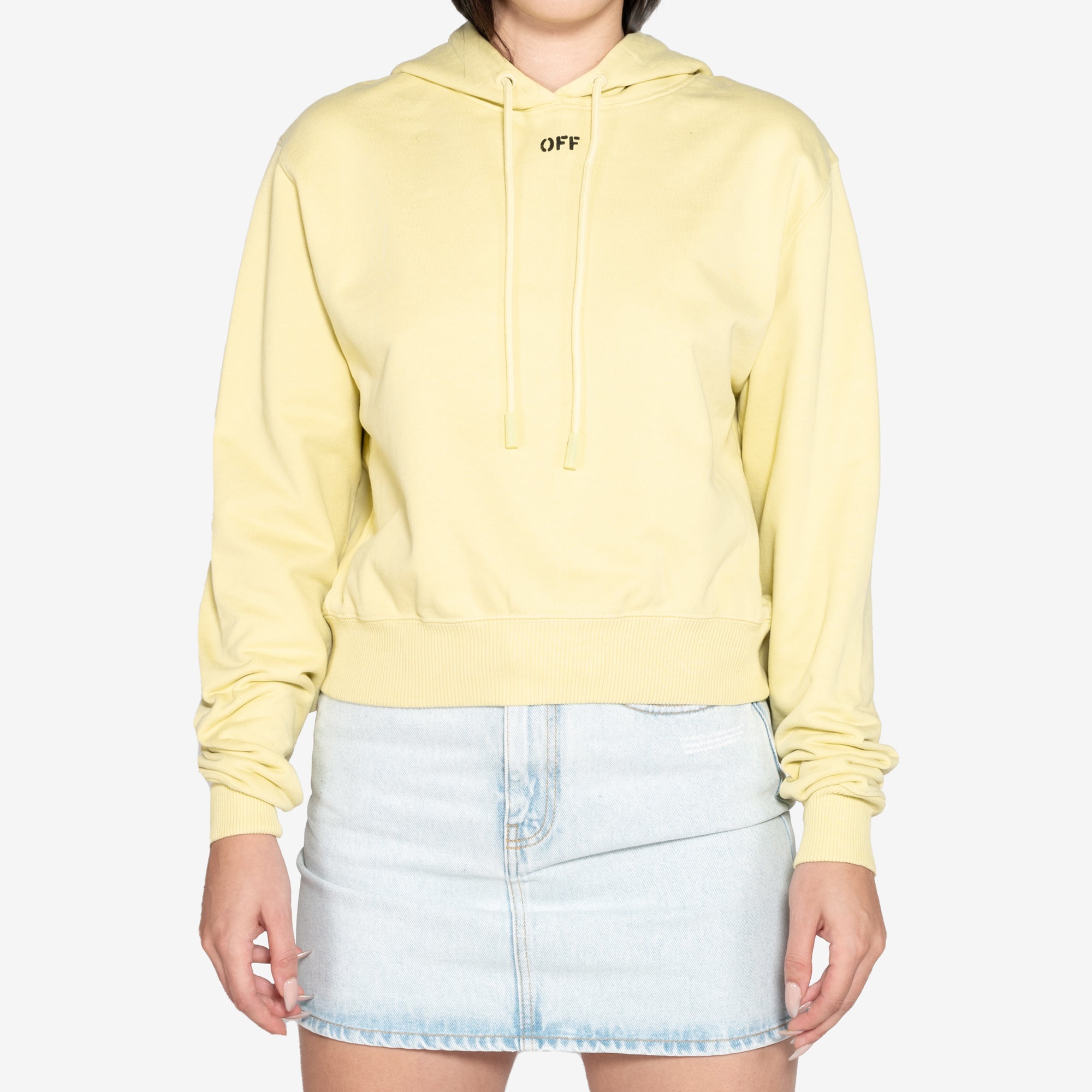 Off - White Womens OFF STAMP CROPPED HOODIE LIGHT GREEN - 1