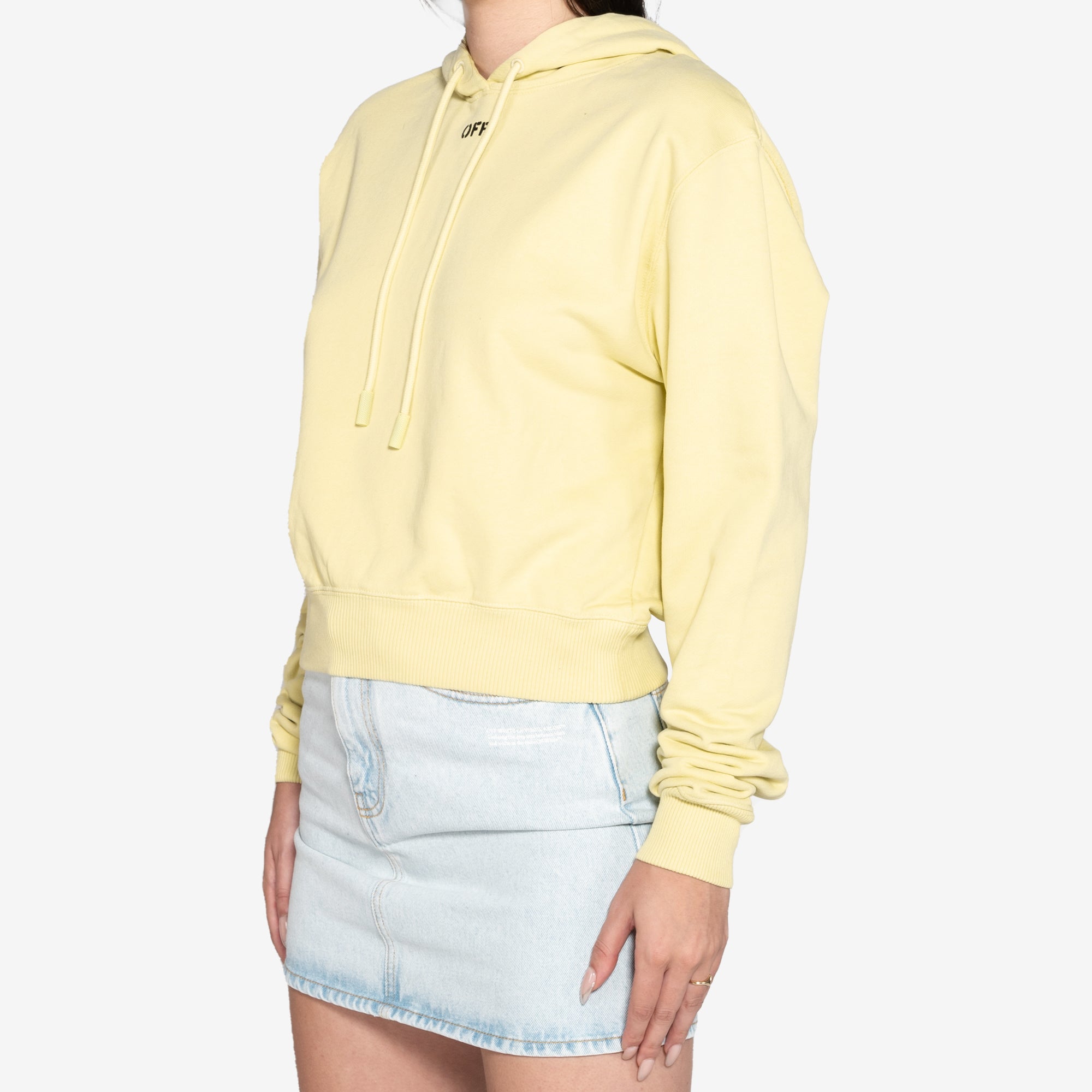 Off - White Womens OFF STAMP CROPPED HOODIE LIGHT GREEN - 3