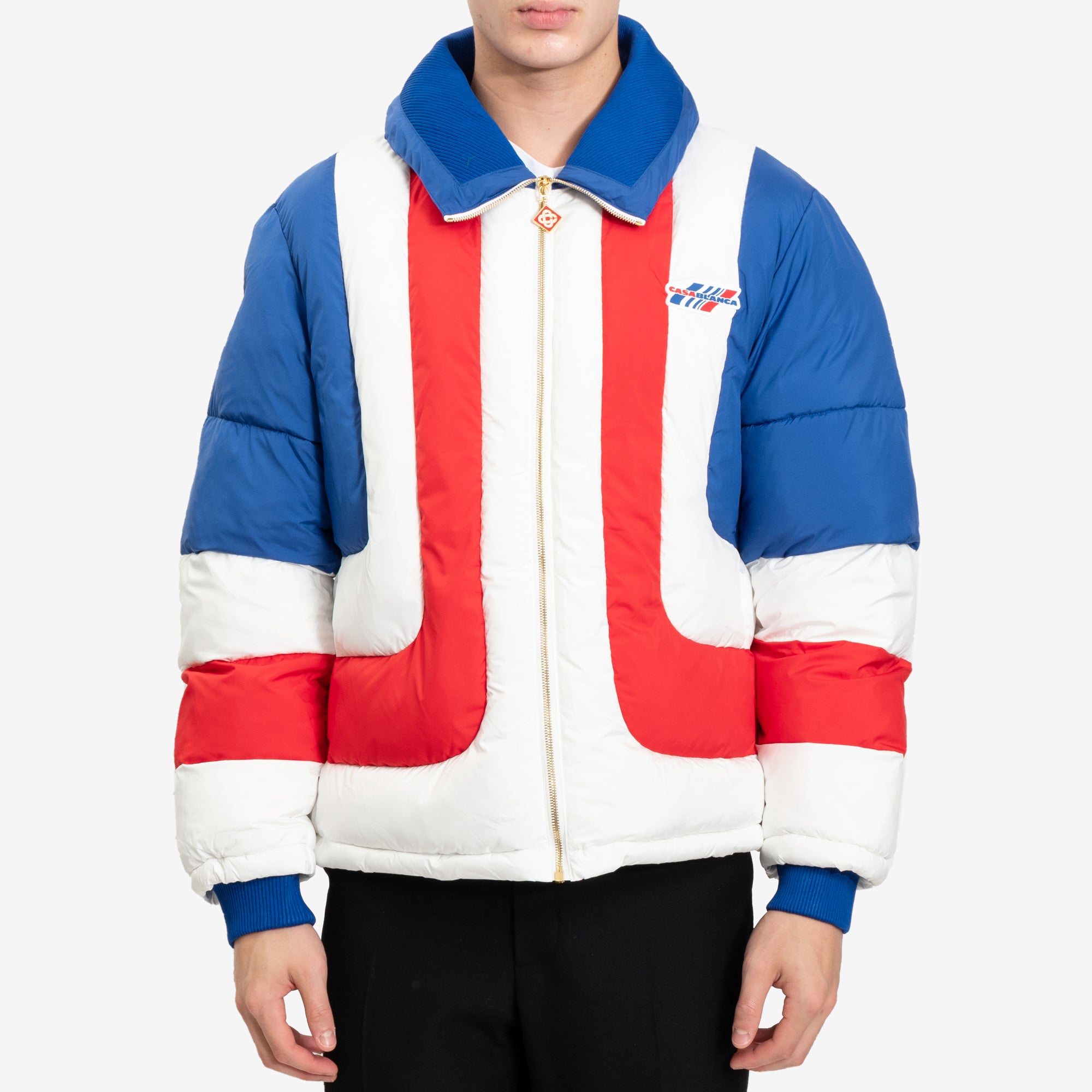 Casablanca Curve Panel Puffer Jacket White - 1