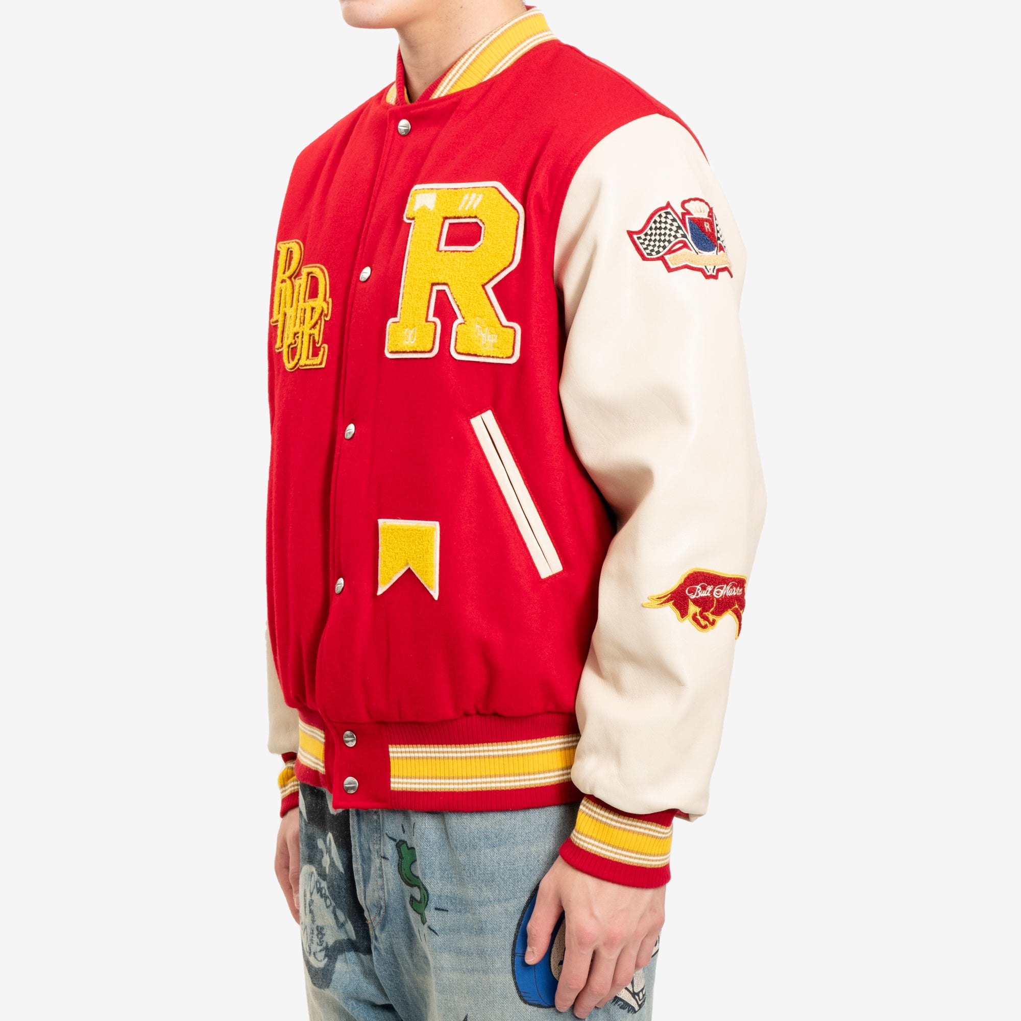 Rhude Bull Market Varsity Jacket Red - 3