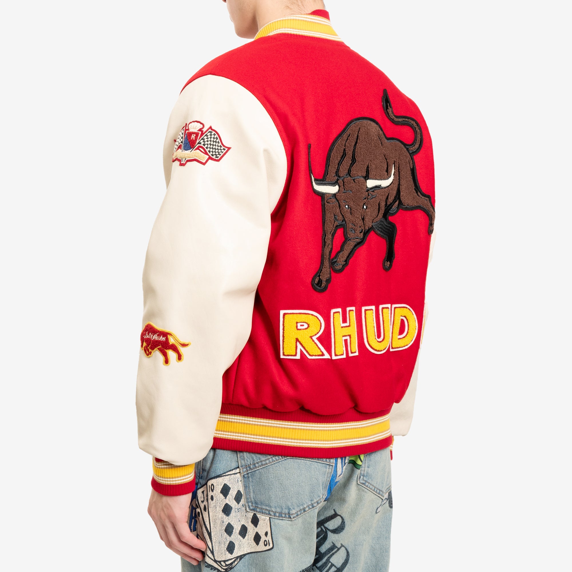 Rhude Bull Market Varsity Jacket Red - 4