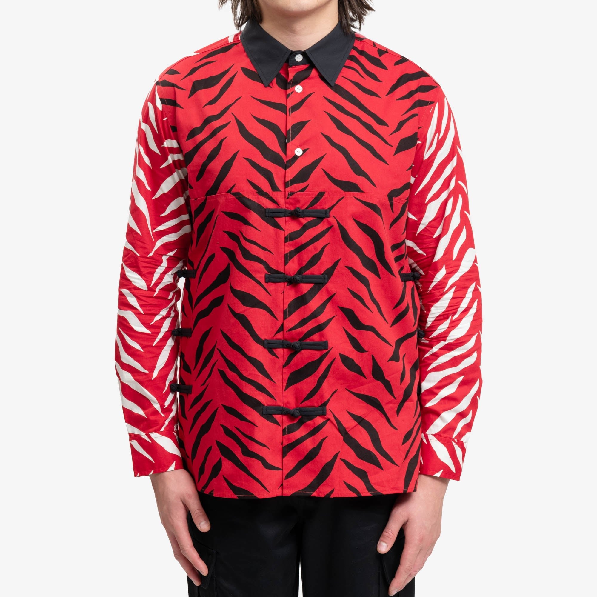 CLOT Button Up Chinese Shirt Red - 1
