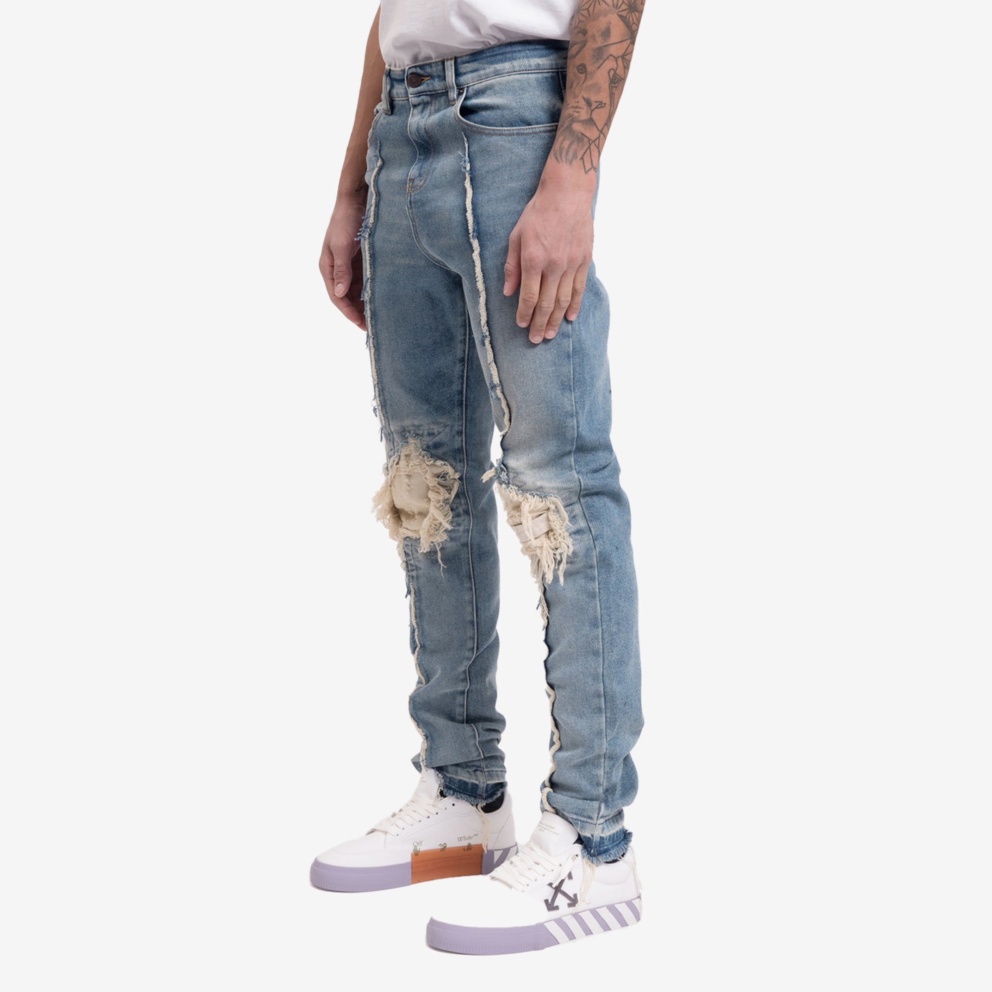 Val Kristopher Shredded Knee Blue Denim Blue - 3