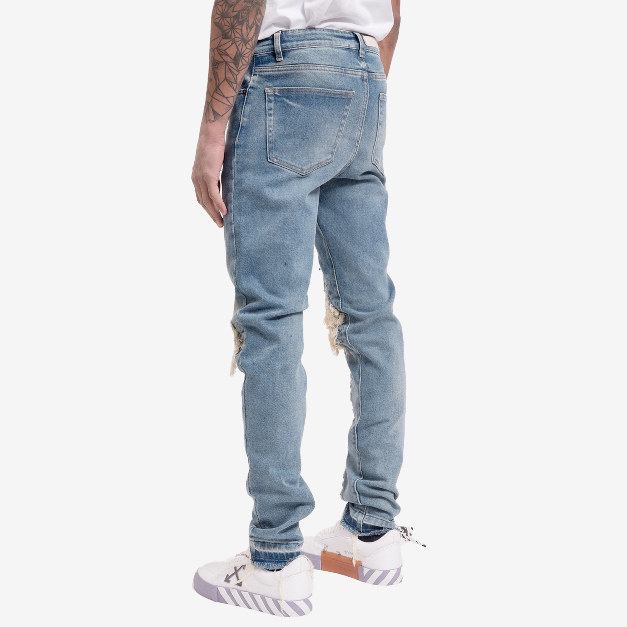 Photo of Val Kristopher Shredded Knee Blue Denim - 4