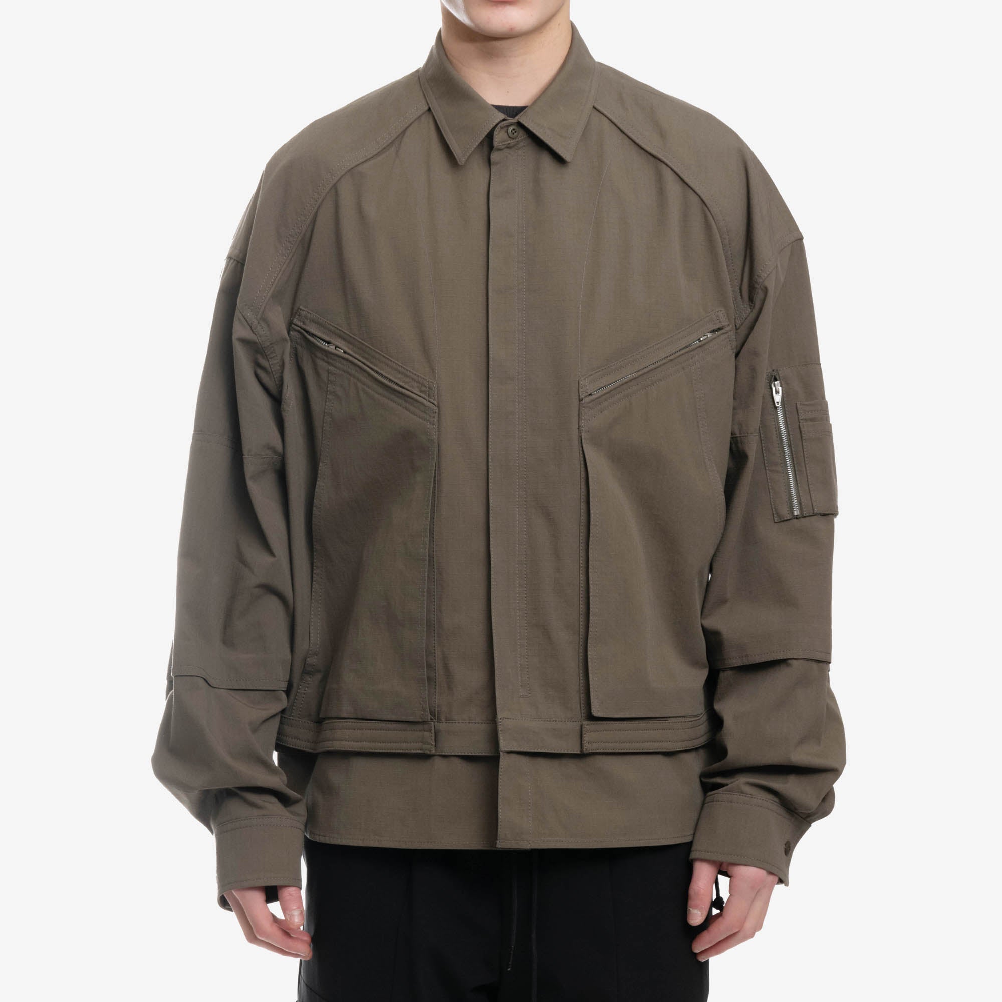 Juun.J Tilted Zip Pocket Jacket Khaki Green - 1