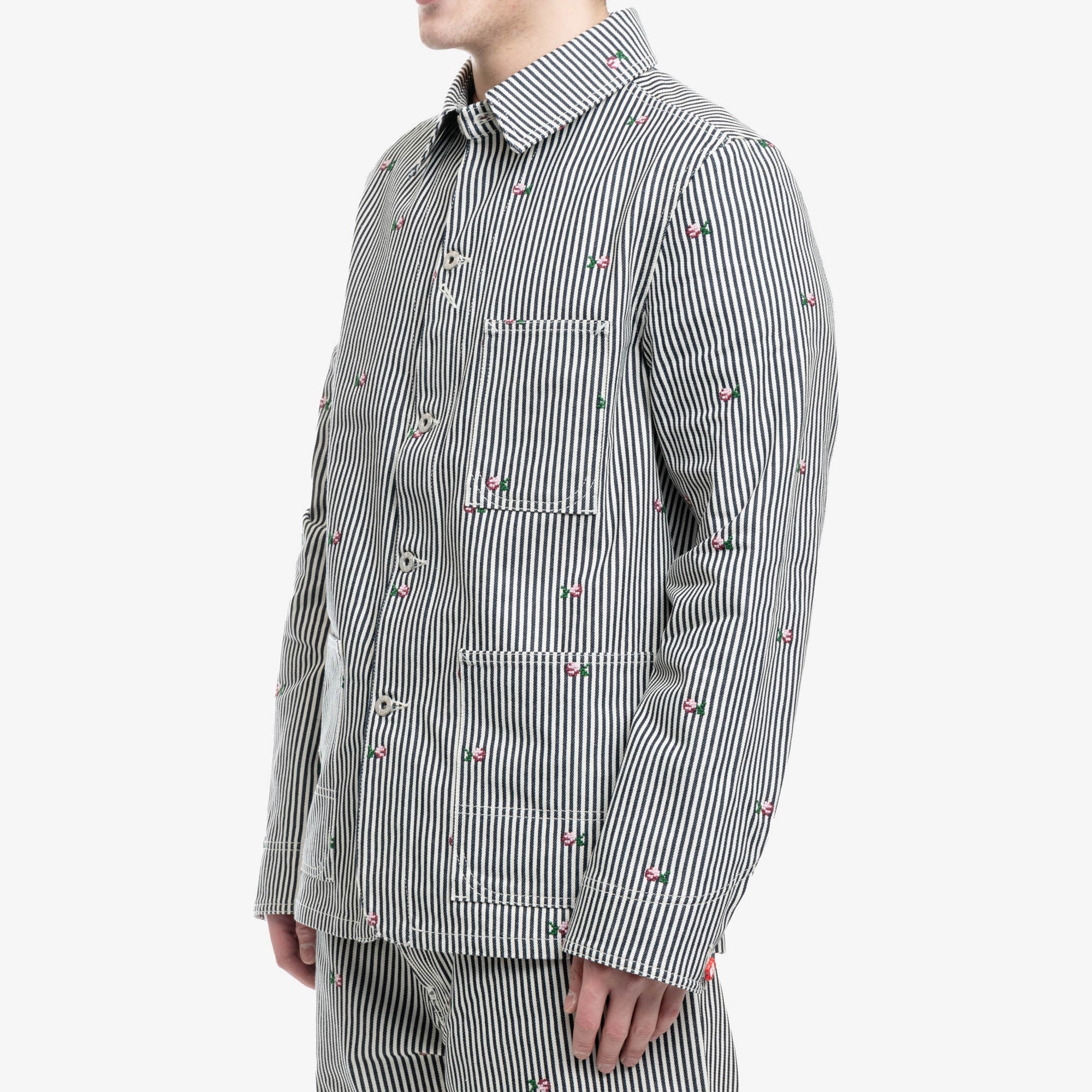 Kenzo Rinse Striped Workwear Denim Jacket Rinse Blue Denim - 3